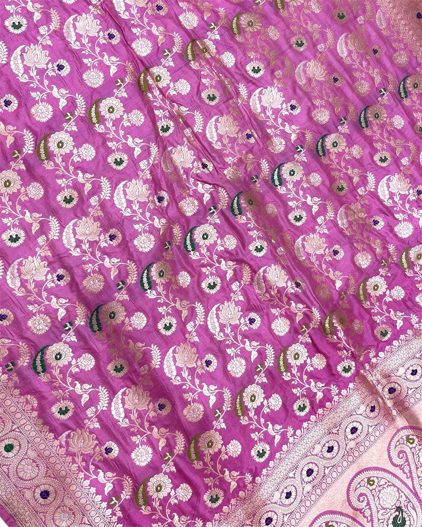 Pink Pure Katan Handloom Silk - All Over Jaal Work With Tilfi Meenakari Banarasi Saree