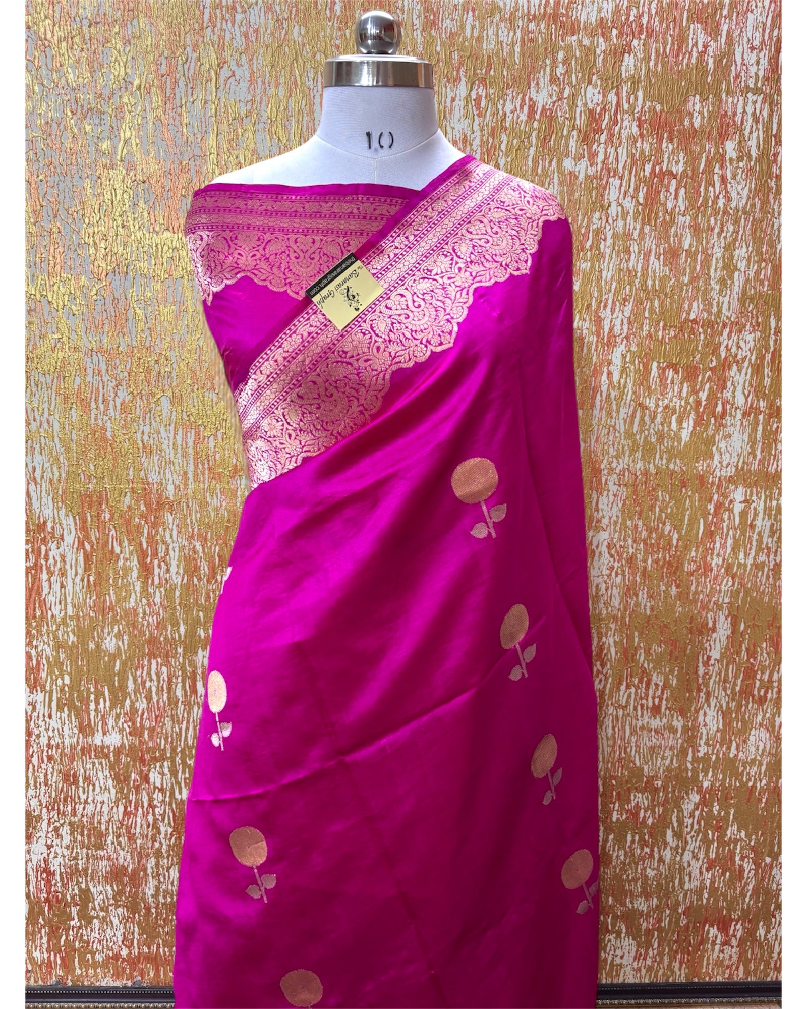 Pink Pure Raw Mango Handloom Silk - Kadhua Motifs Banarasi Saree
