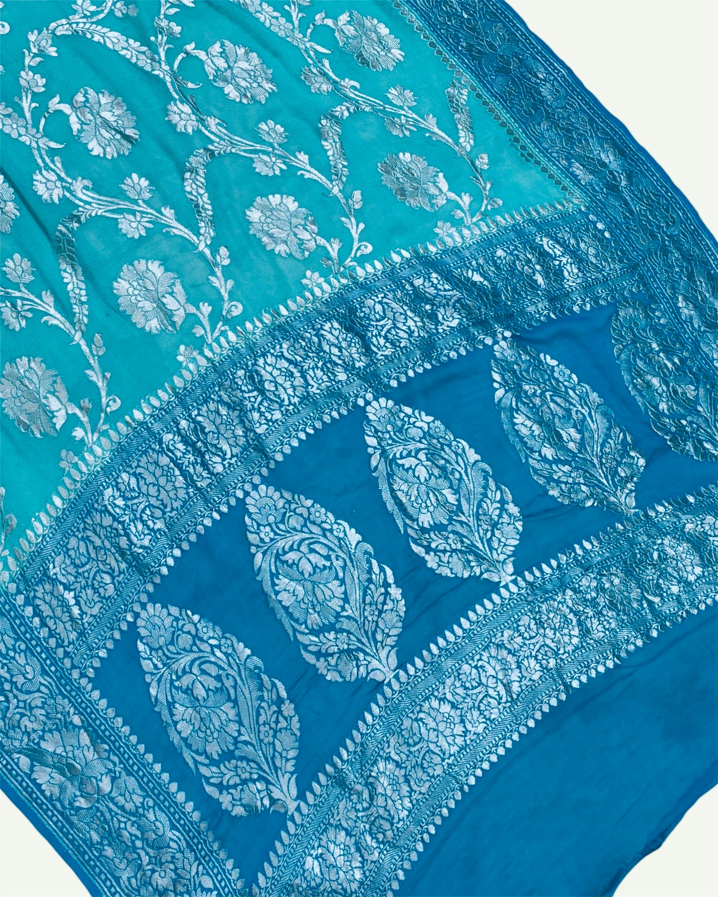 Pure Chiffon Georgette Water Zari Handloom - All Over Jaal Work Banarasi Saree