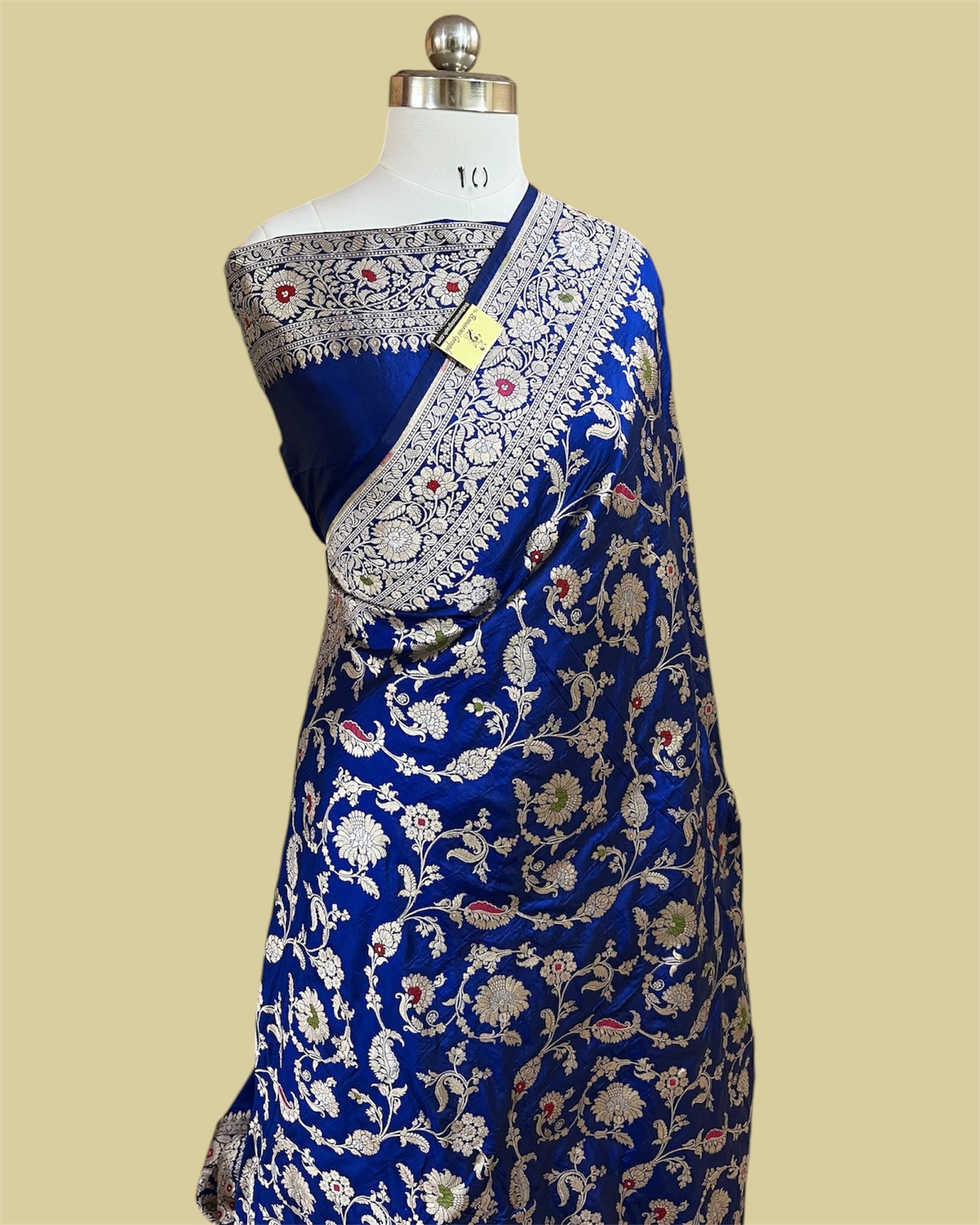 Royal Blue Pure Katan Handloom Silk - All Over Jaal Work With Tilfi Meenakari Banarasi Saree