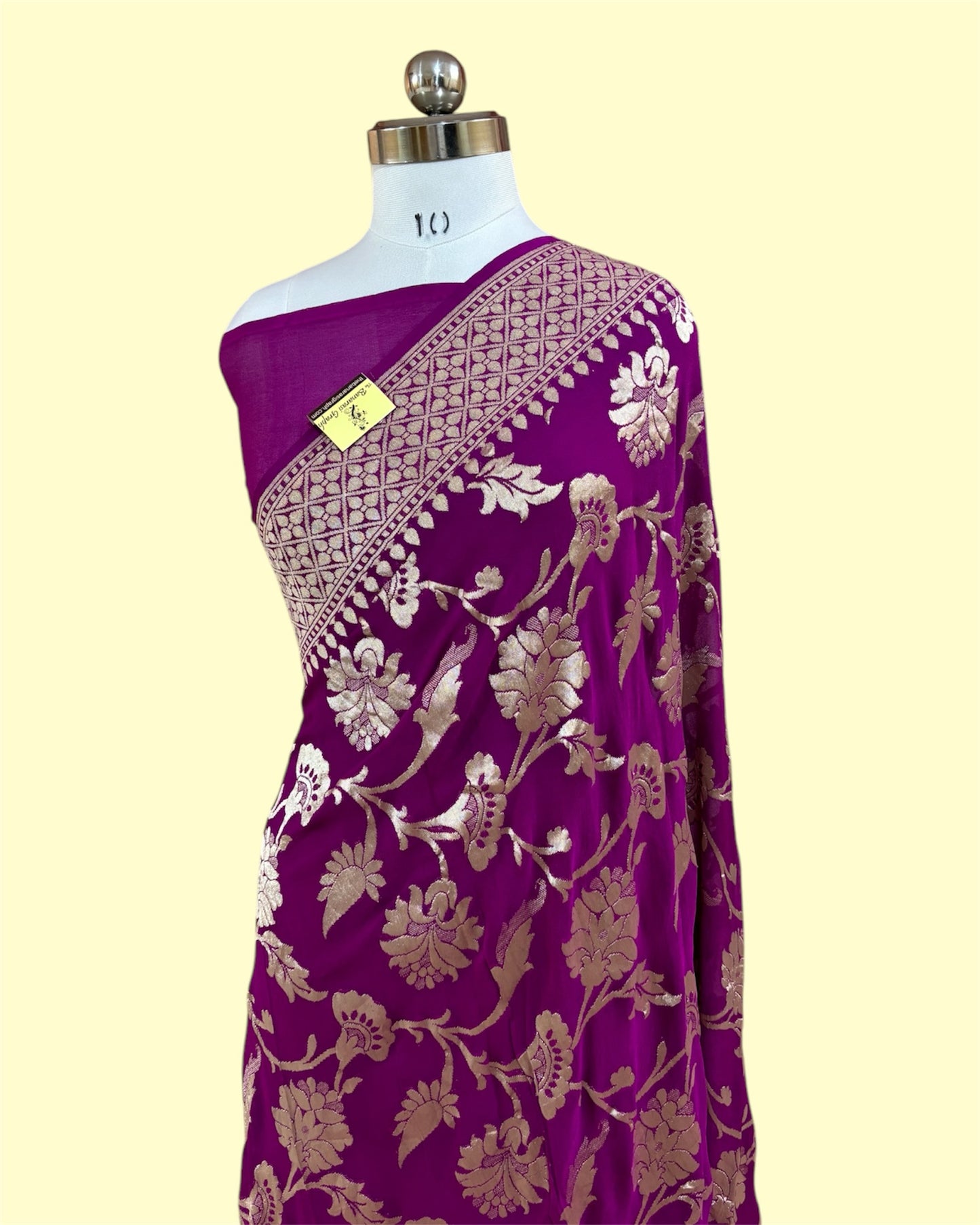 Pure Chiffon Georgette Water Zari Handloom - All Over Jaal Work Banarasi Saree