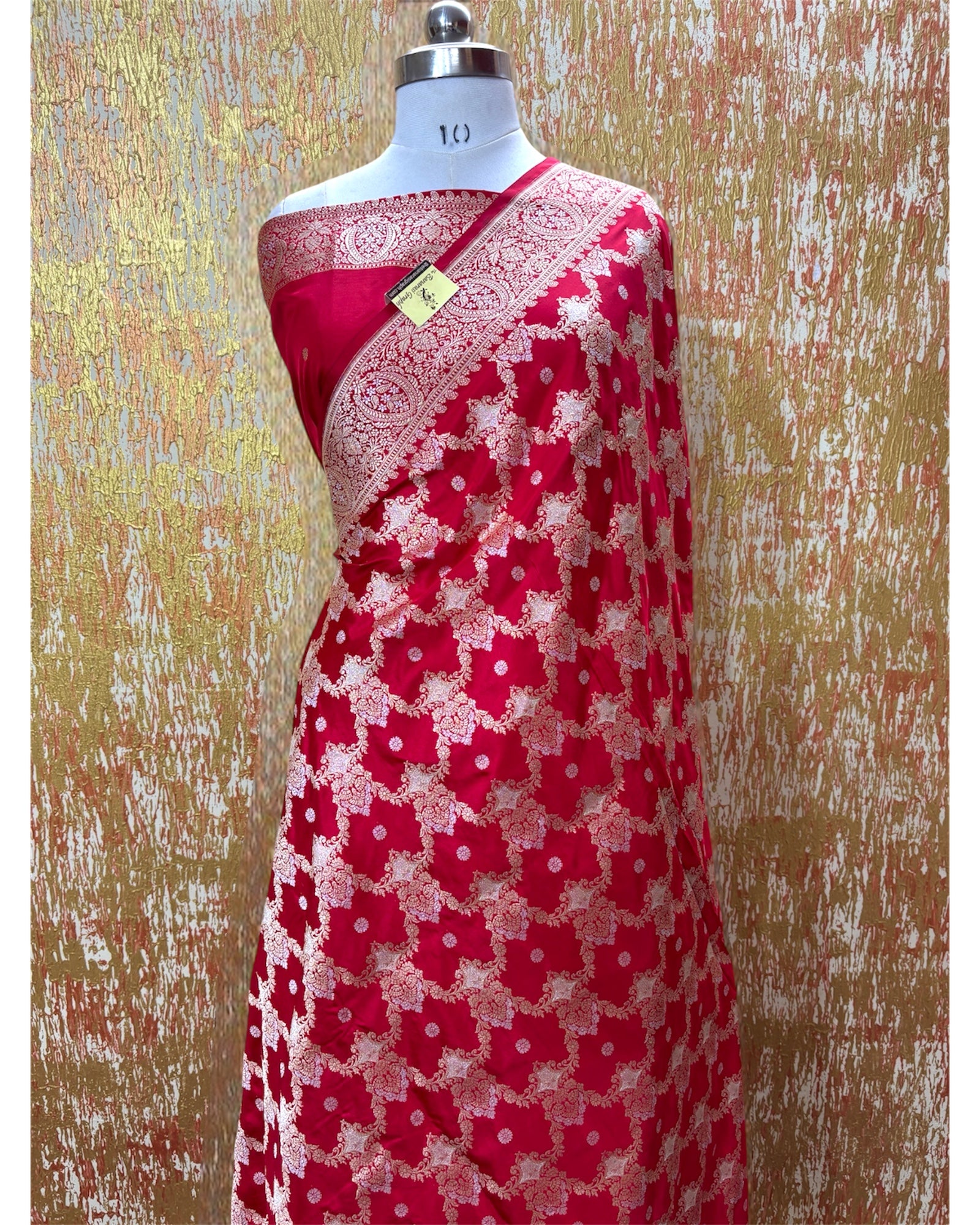 Red Pure Katan Handloom Silk - Kadhua Motifs All Over Jaal Work With Sona Rupa Banarasi Saree