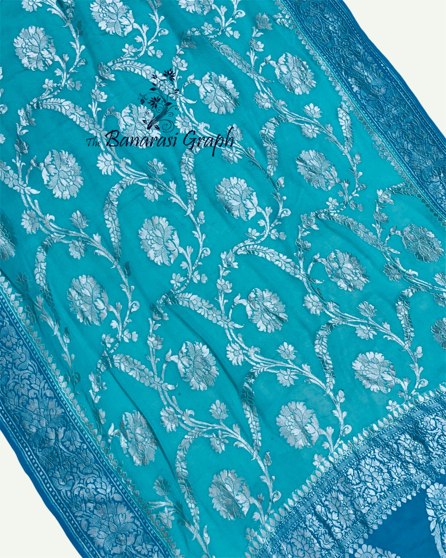Pure Chiffon Georgette Water Zari Handloom - All Over Jaal Work Banarasi Saree