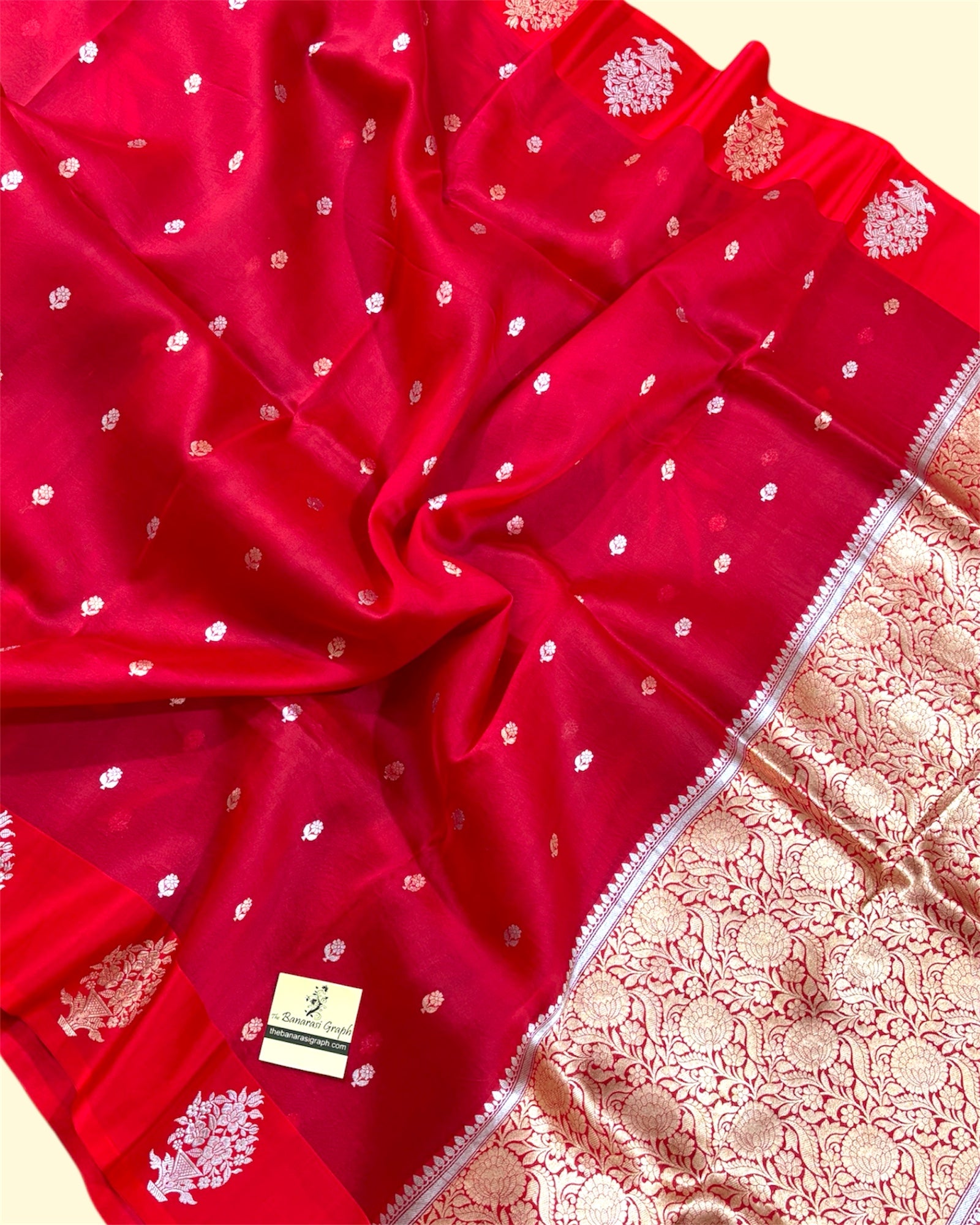 Red Pure Kora Handloom Silk - Kadhua Motifs Sona Rupa Banarasi Saree