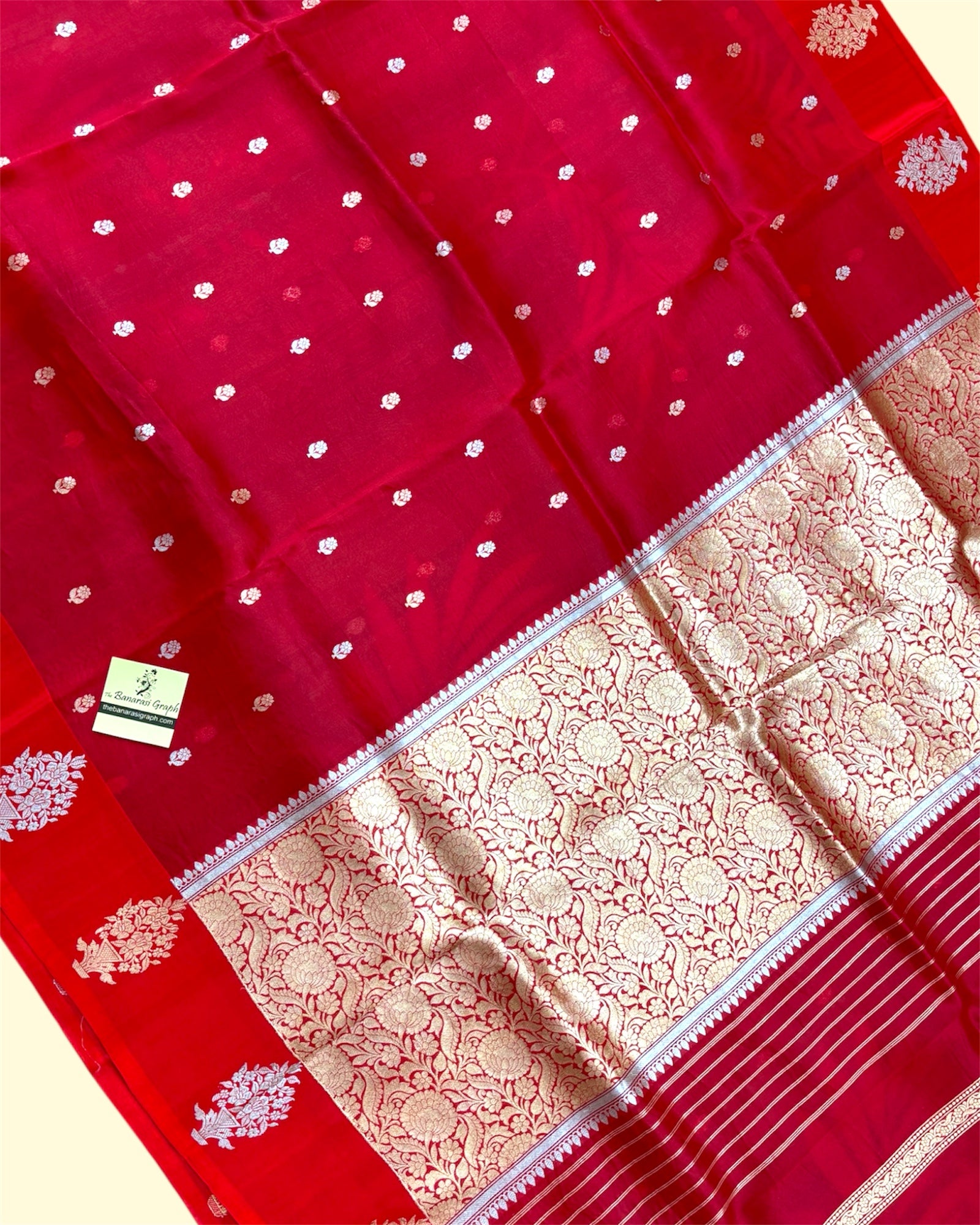 Red Pure Kora Handloom Silk - Kadhua Motifs Sona Rupa Banarasi Saree