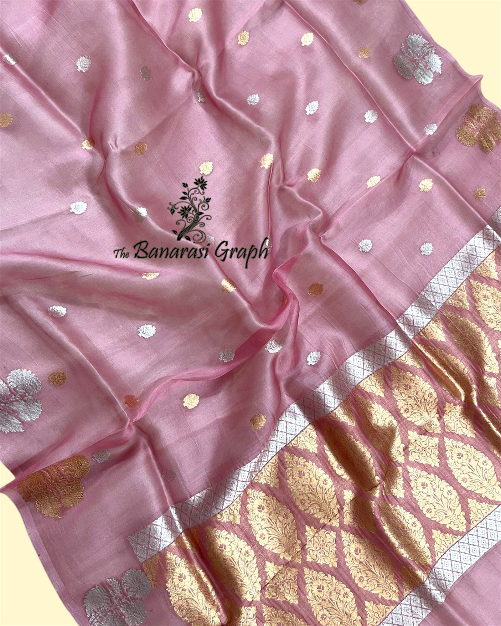 Pure Kora Handloom Silk - Kadhua Motifs Banarasi Saree