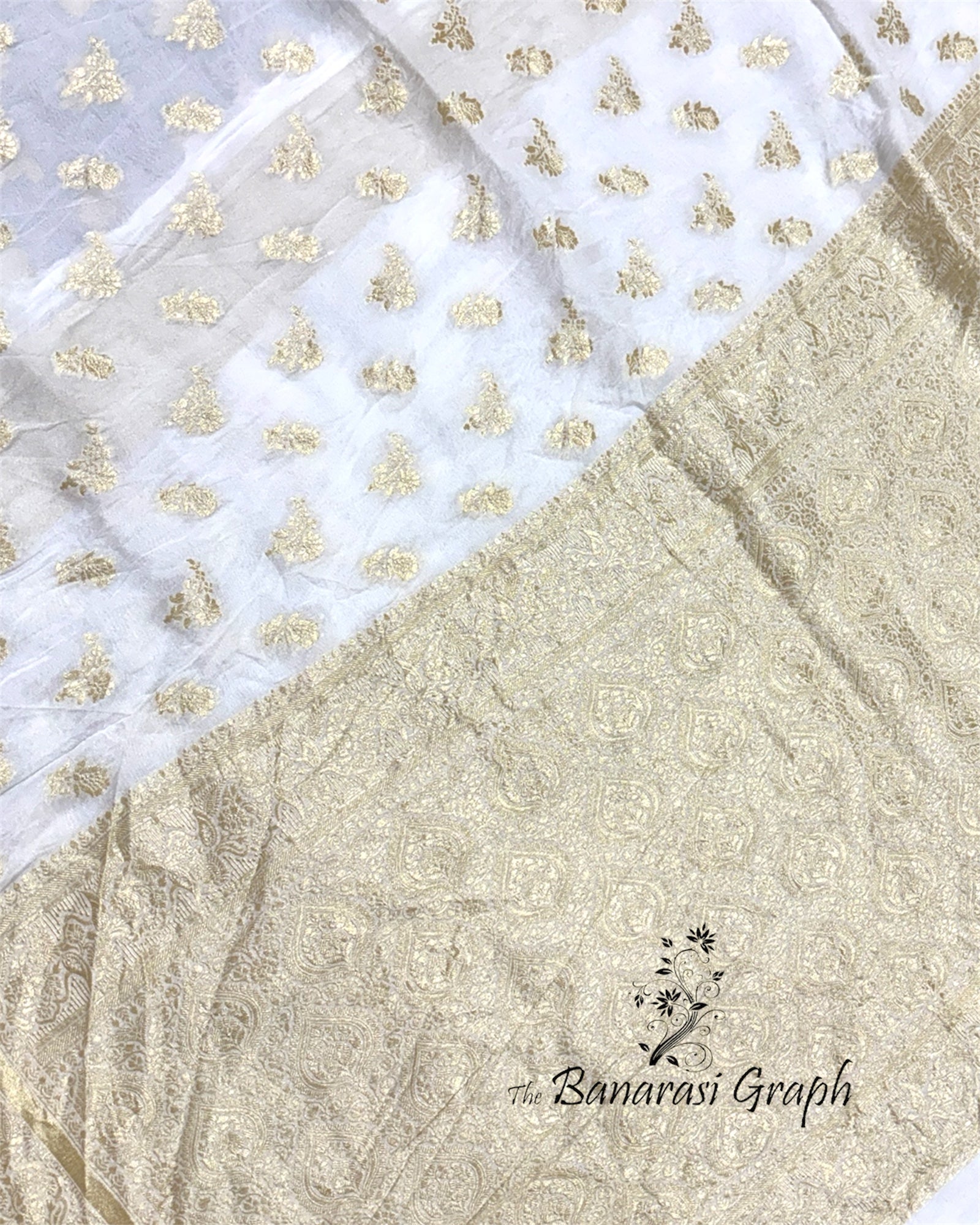 Pure Khaddi Chiffon Georgette - Neem Zari Banarasi Saree
