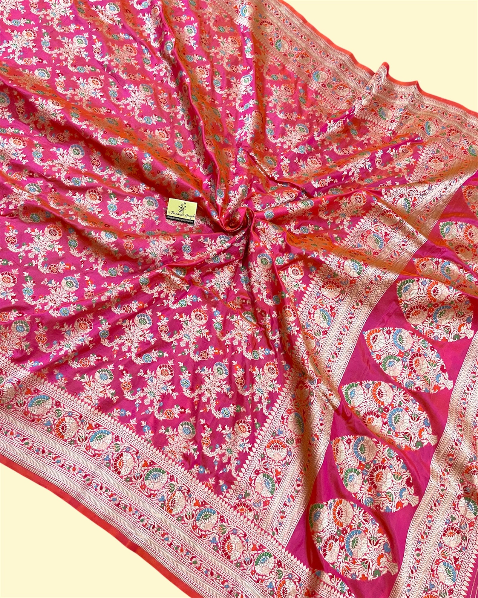 Pink Pure Katan Handloom Silk - All Over Jaal Work with Meenakari Banarasi Saree