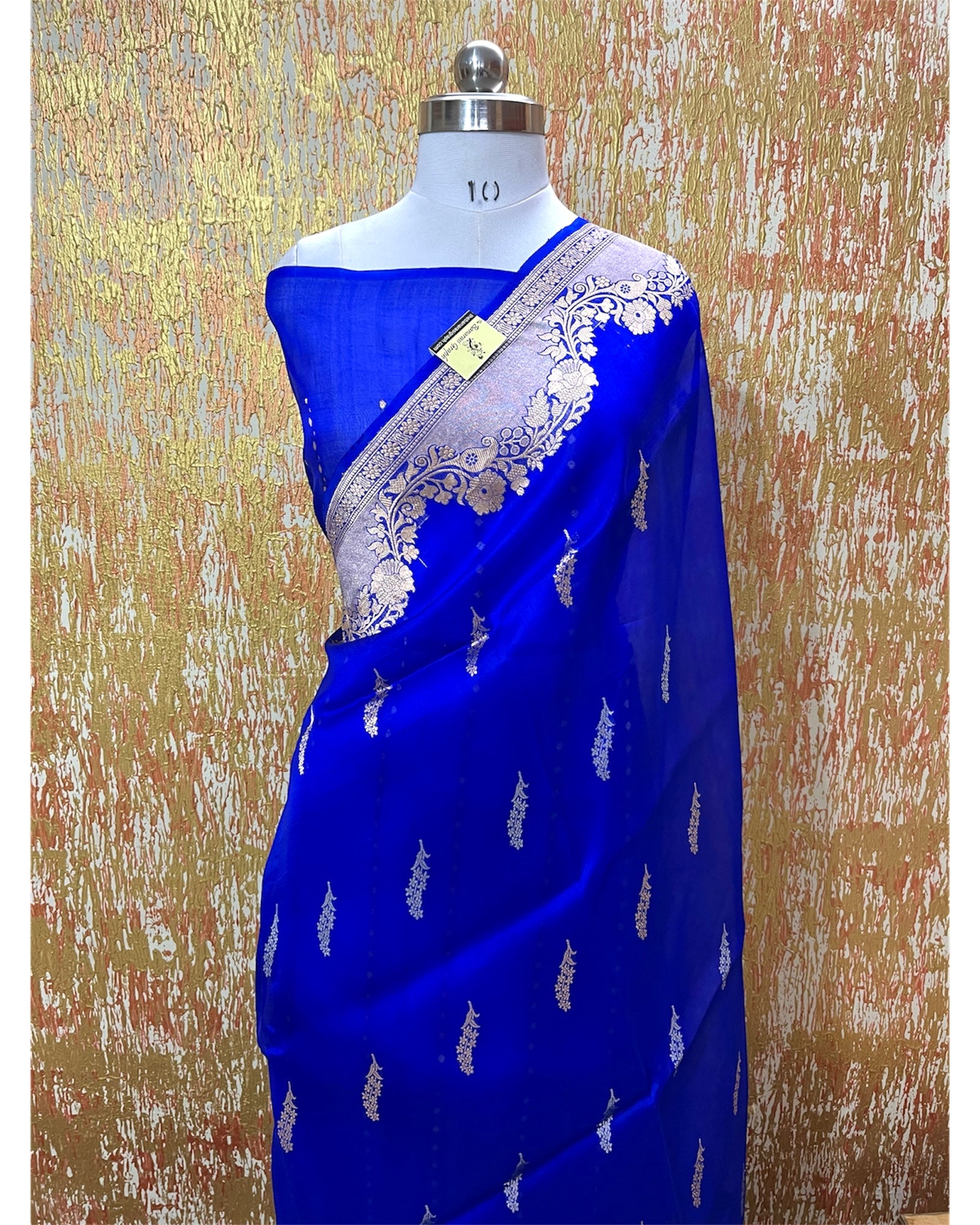 Royal Blue Pure Kora Handloom Silk - Kadhua Motifs Banarasi Saree