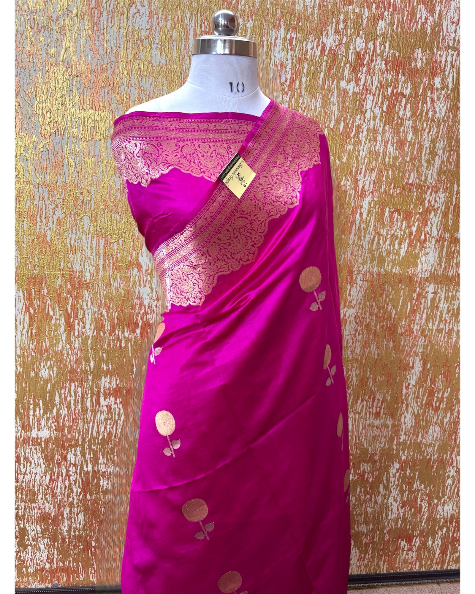 Pink Pure Raw Mango Handloom Silk - Kadhua Motifs Banarasi Saree