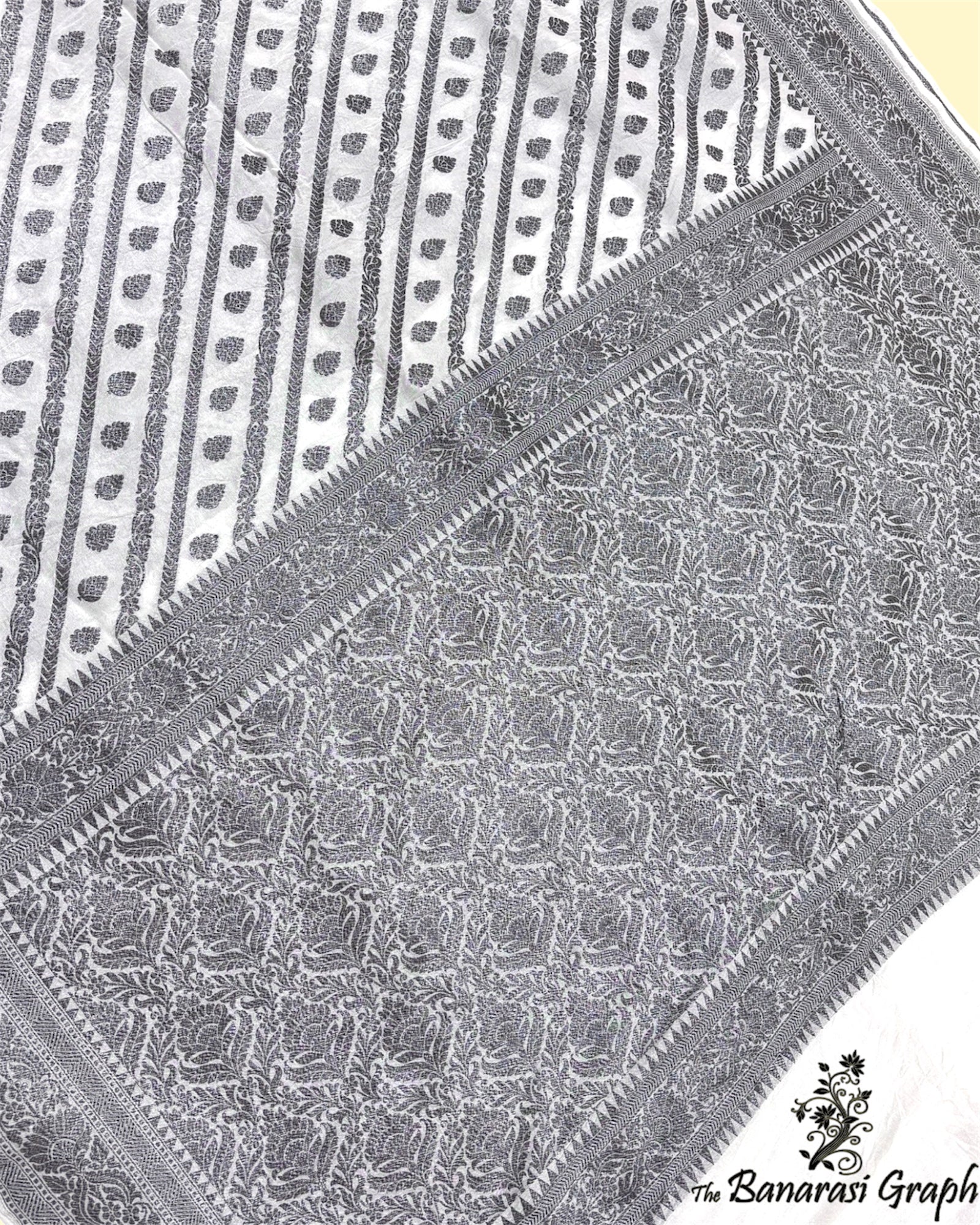 Pure Khaddi Chiffon Georgette - Strip Jaal Work Banarasi Saree