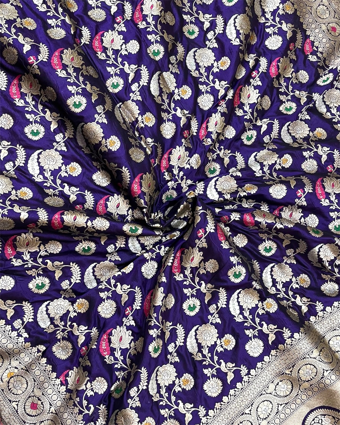 Purple Pure Katan Handloom Silk - All Over Jaal Work With Tilfi Meenakari Banarasi Saree