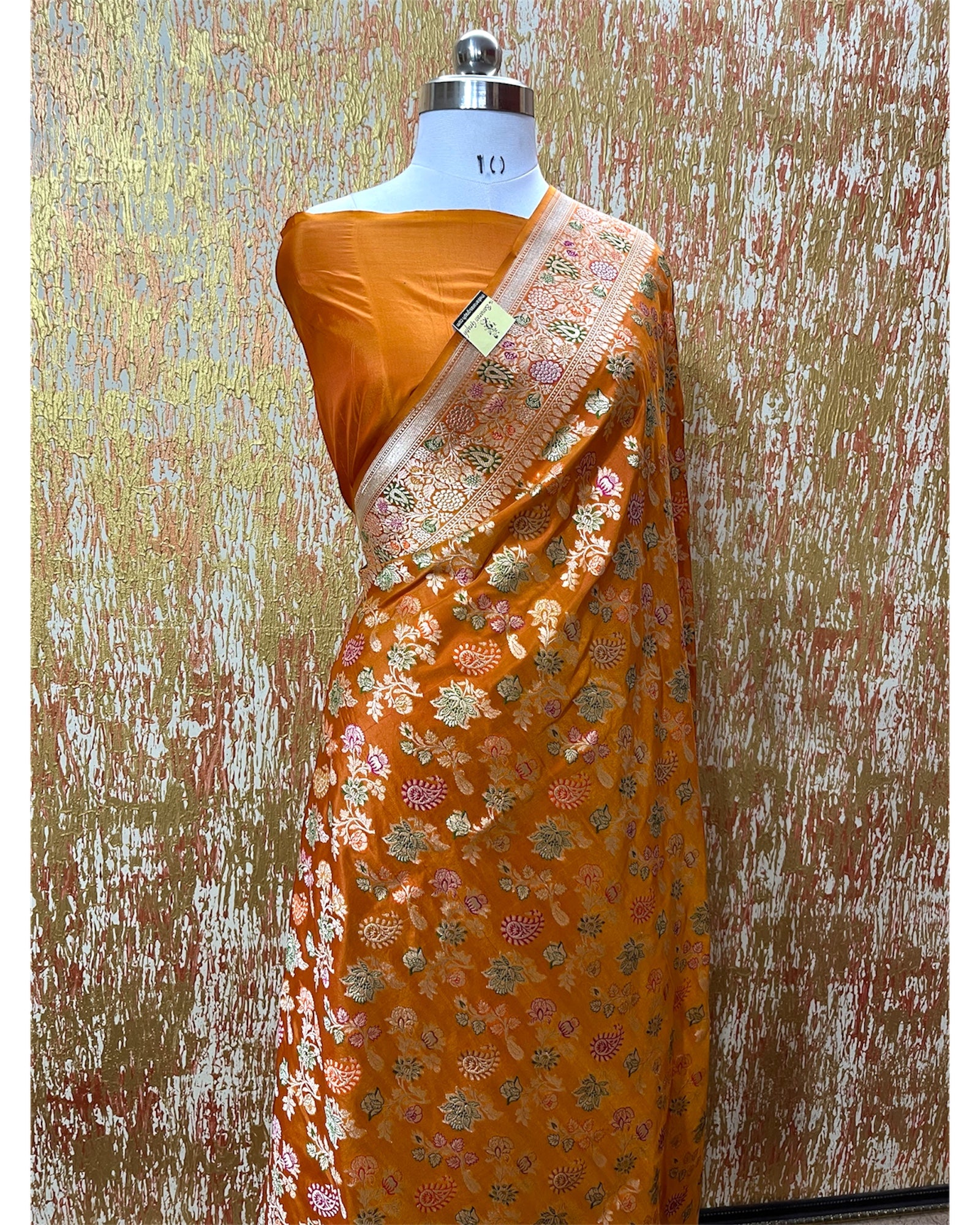 Rust Pure Katan Handloom Silk - All Over Jaal Work with Meenakari Banarasi Saree