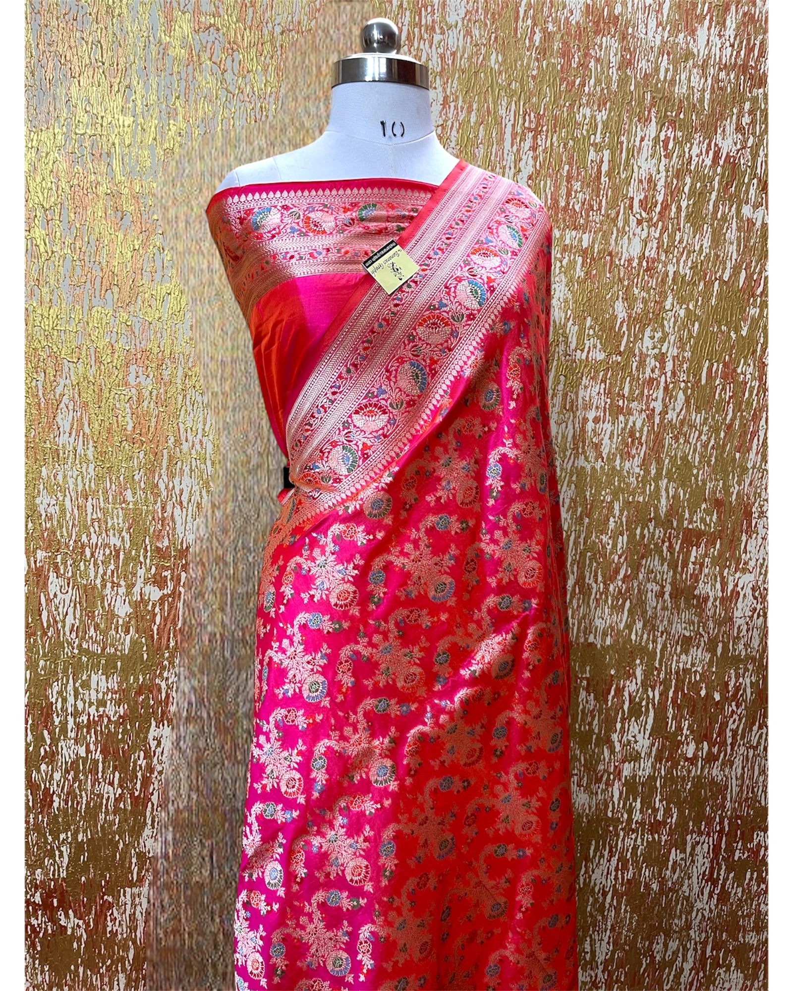 Pink Pure Katan Handloom Silk - All Over Jaal Work with Meenakari Banarasi Saree