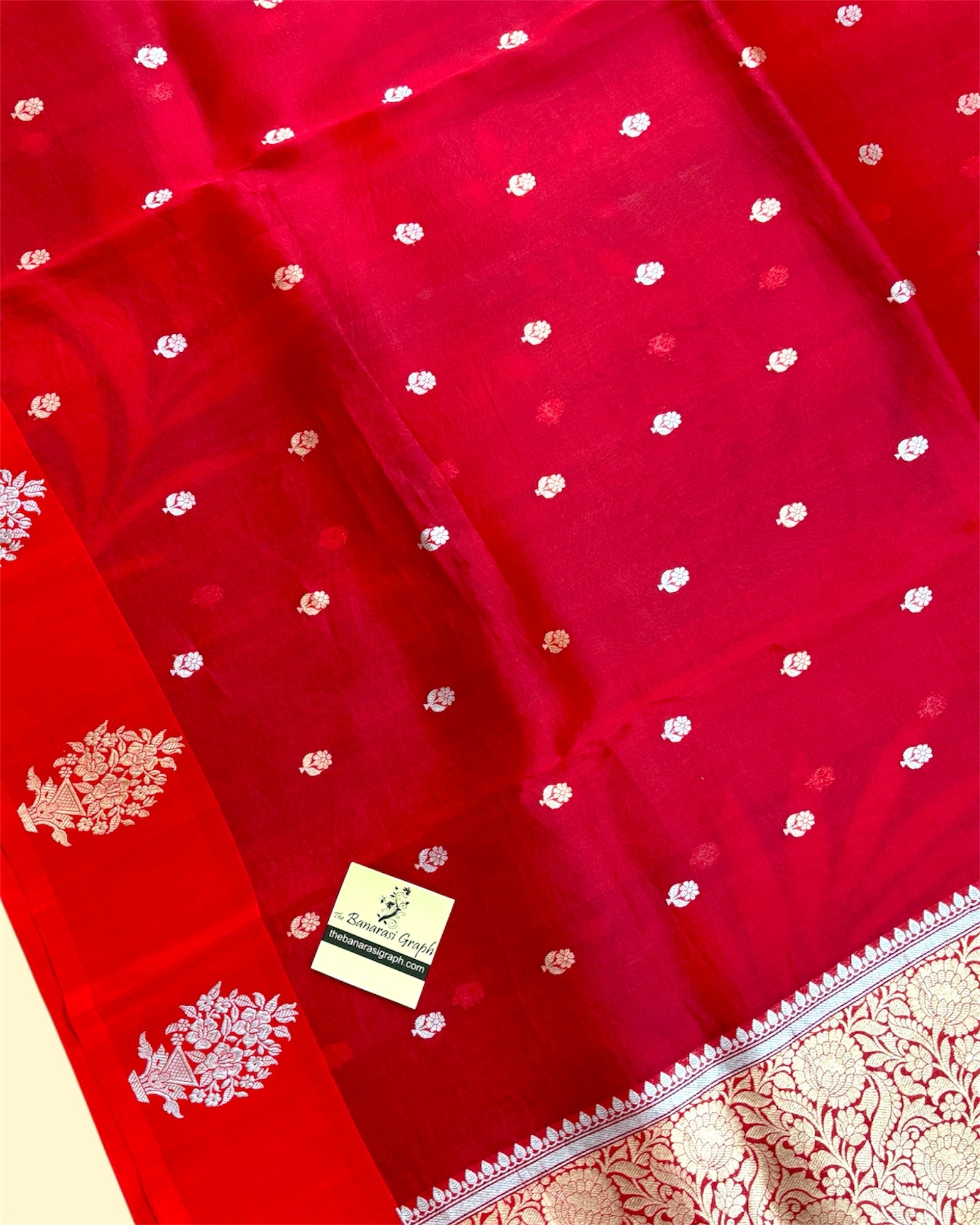 Red Pure Kora Handloom Silk - Kadhua Motifs Sona Rupa Banarasi Saree