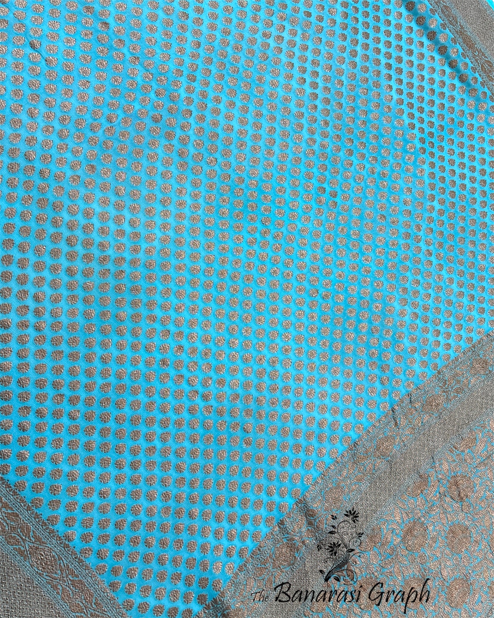 Blue Khaddi Georgette Antique Zari - Pure Banarasi Saree