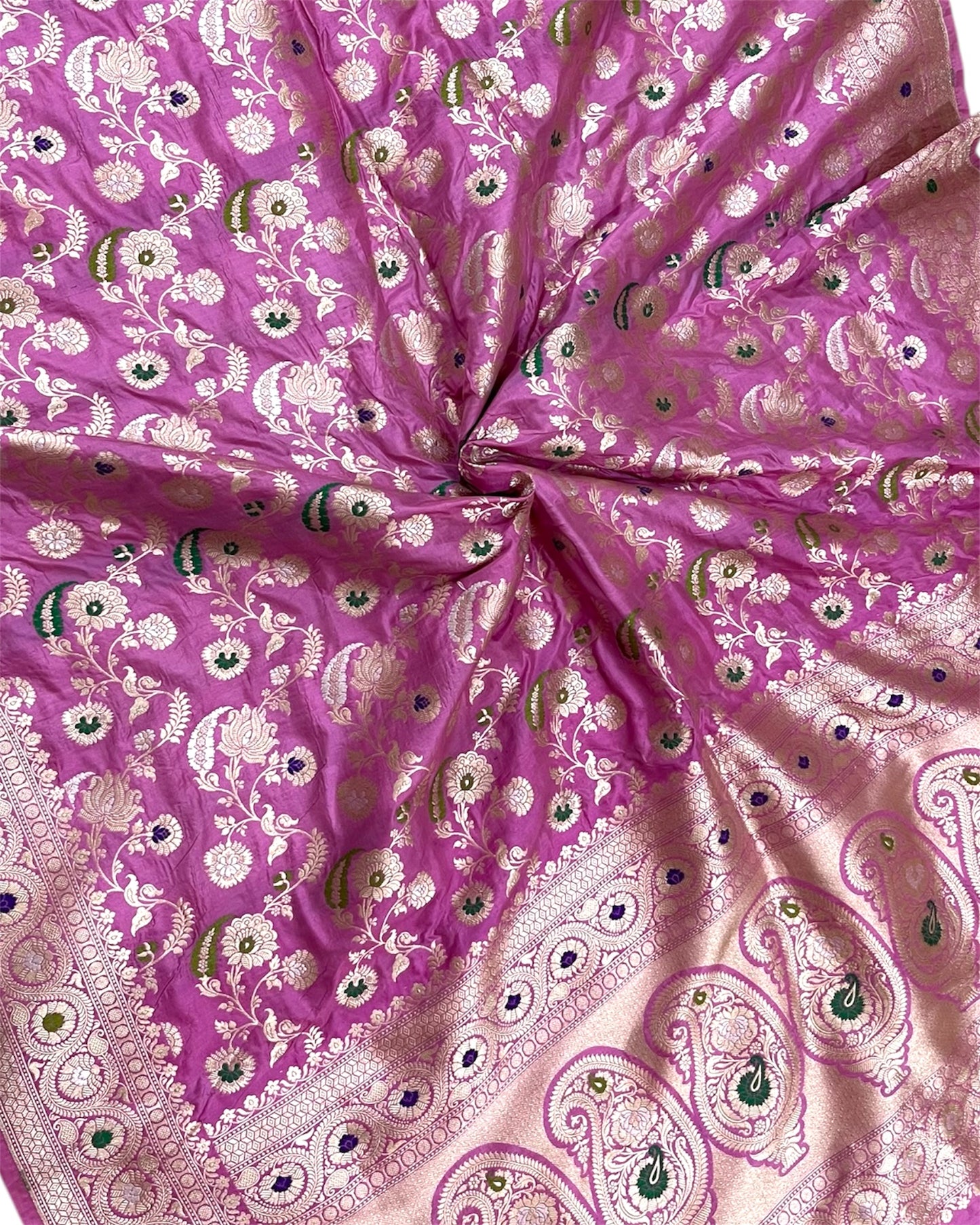Pink Pure Katan Handloom Silk - All Over Jaal Work With Tilfi Meenakari Banarasi Saree