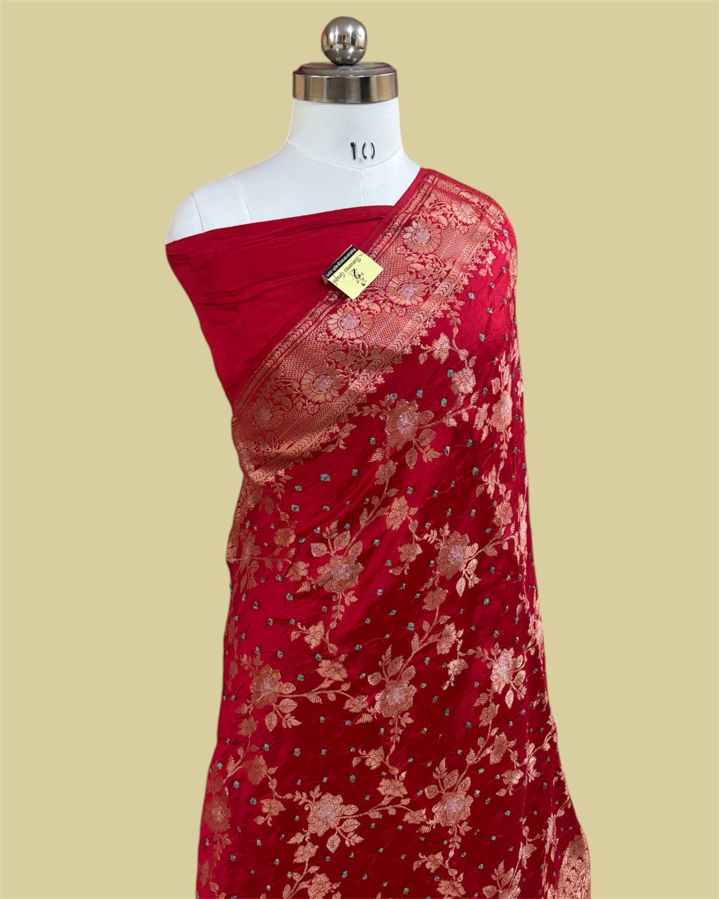 Res Pure Chiniya Bhandej Silk - All Over Jaal Work Banarasi Saree