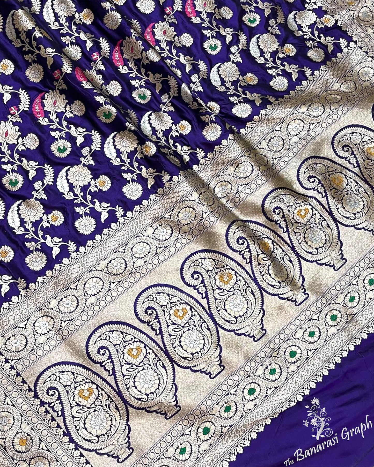 Purple Pure Katan Handloom Silk - All Over Jaal Work With Tilfi Meenakari Banarasi Saree