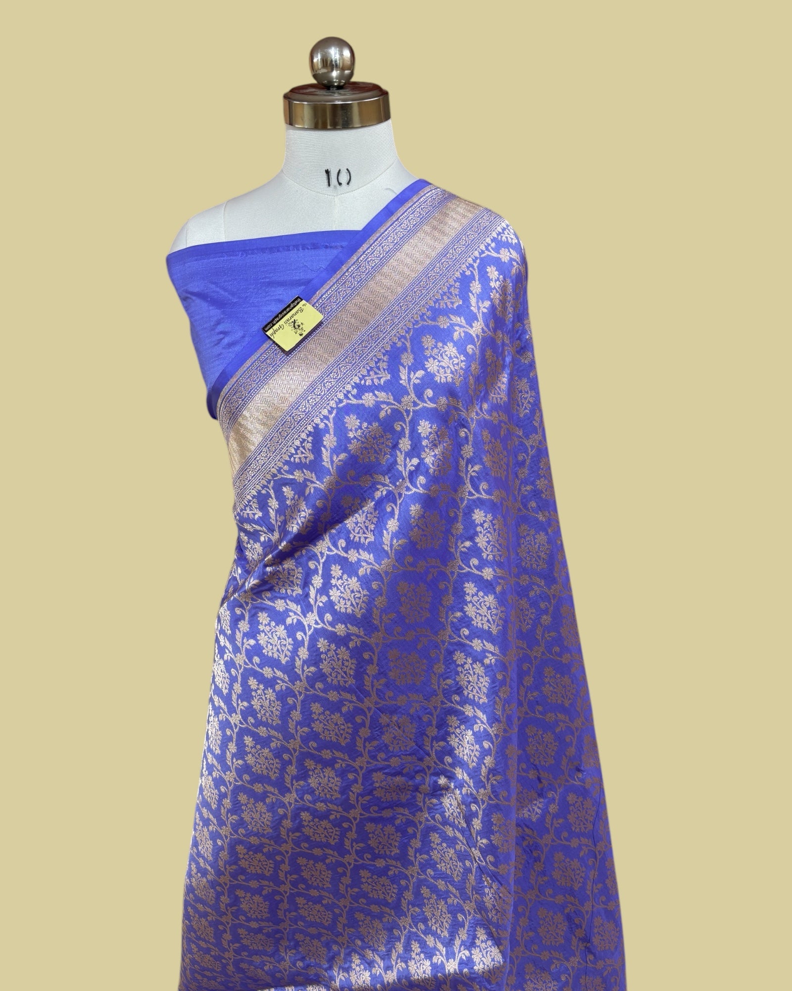 Aqua Blue Pure Katan Handloom Silk - All Over Jaal Work Banarasi Saree