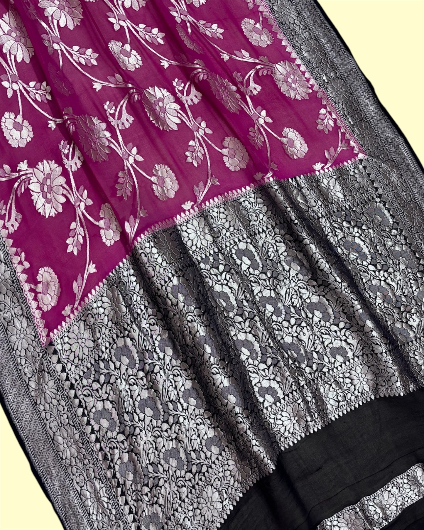 Pure Chiffon Georgette Water Zari Handloom - All Over Jaal Work Banarasi Saree