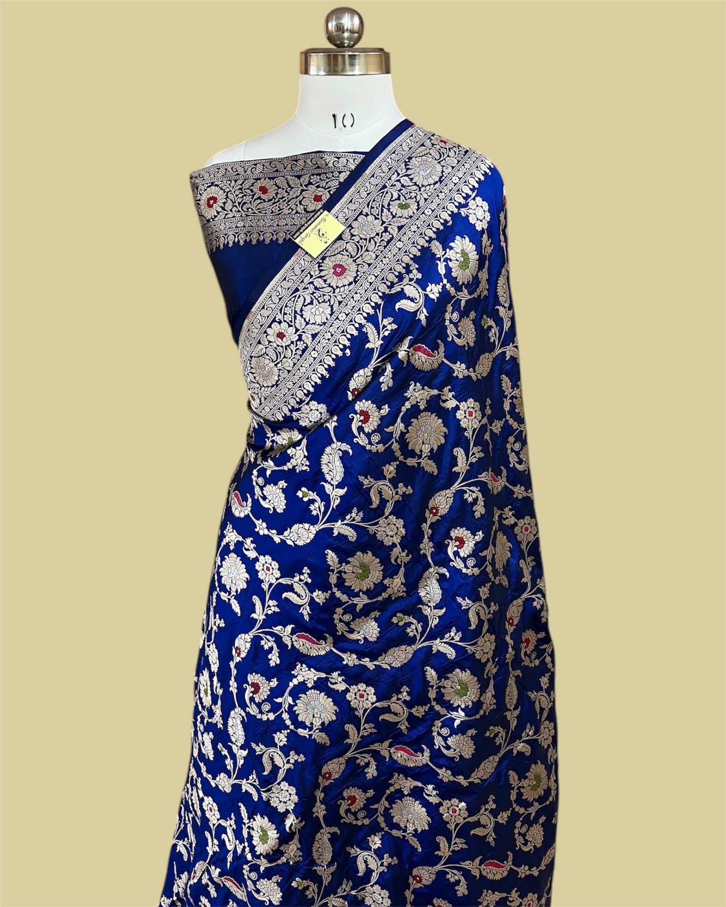 Royal Blue Pure Katan Handloom Silk - All Over Jaal Work With Tilfi Meenakari Banarasi Saree