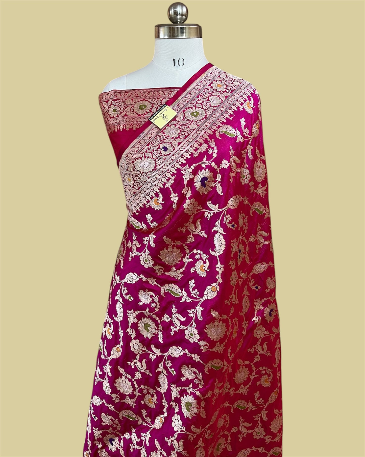 Hot Pink Pure Katan Handloom Silk - All Over Jaal Work With Tilfi Meenakari Banarasi Saree