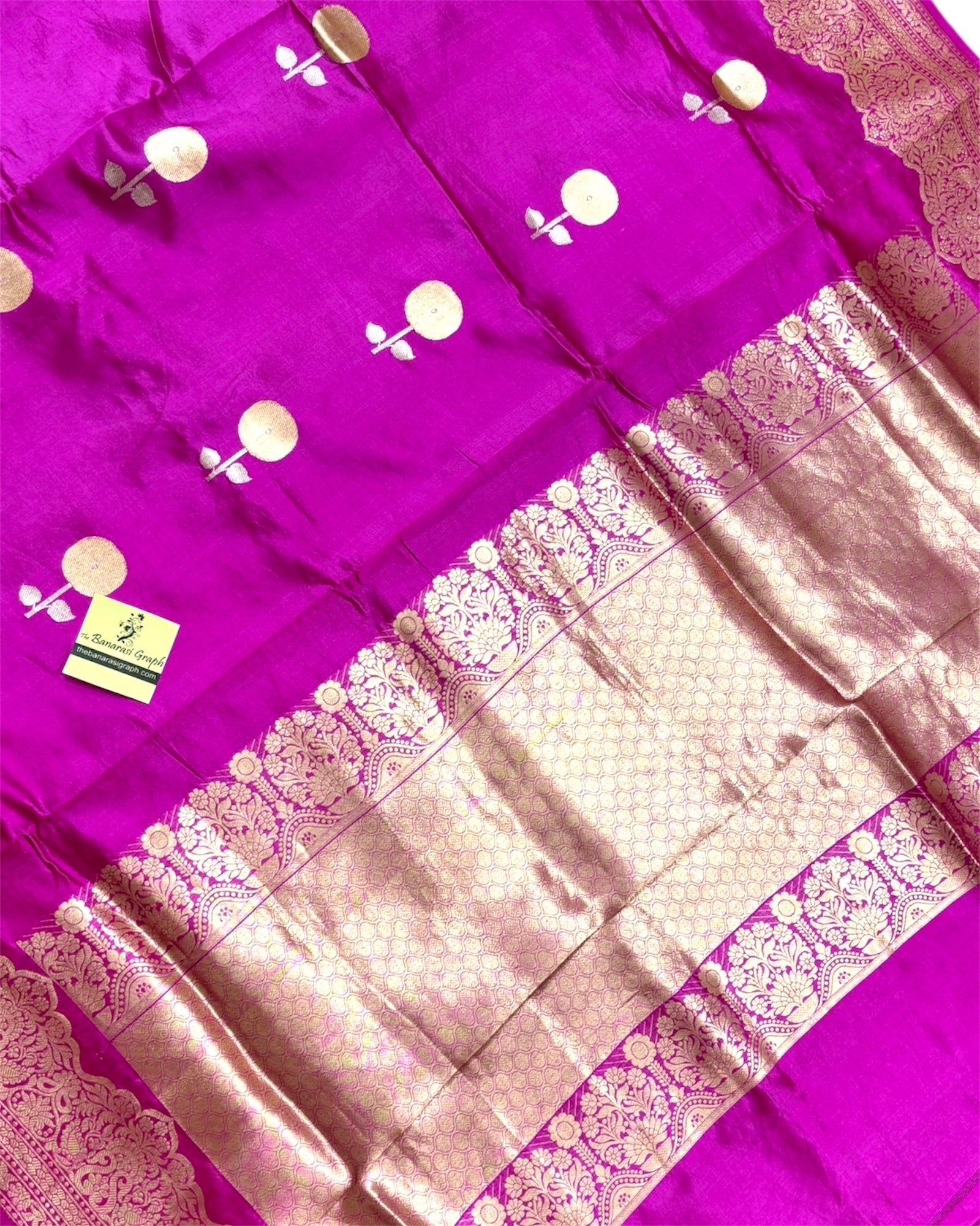 Pink Pure Raw Mango Handloom Silk - Kadhua Motifs Banarasi Saree