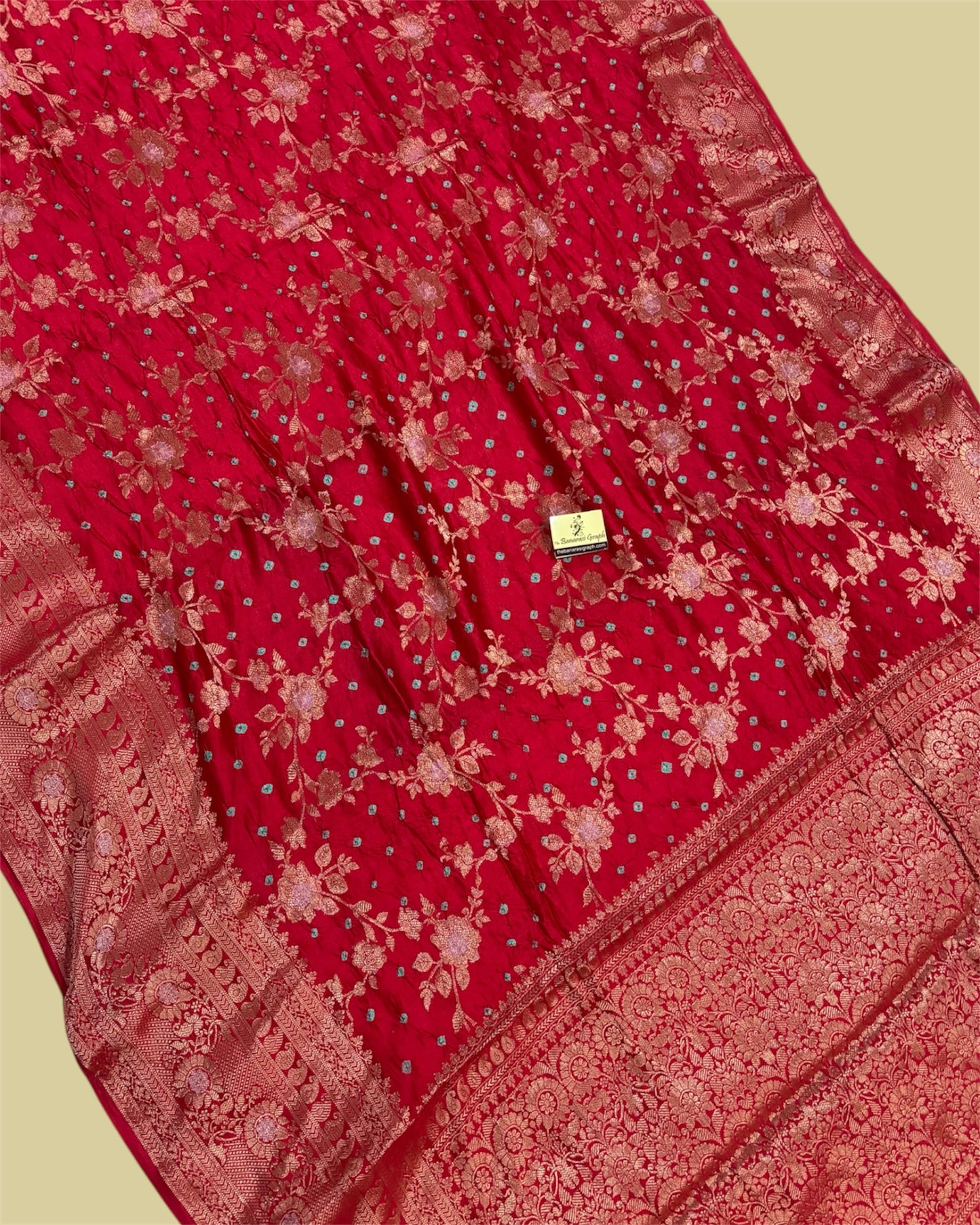 Res Pure Chiniya Bhandej Silk - All Over Jaal Work Banarasi Saree