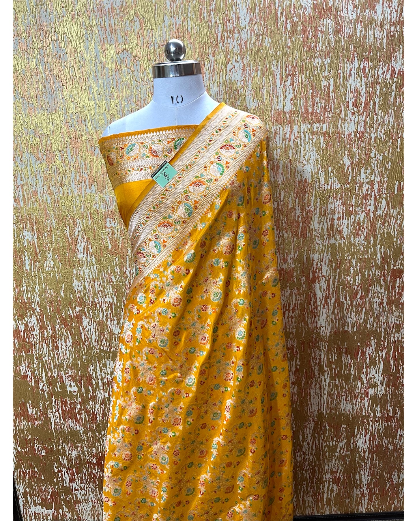 Yellow Pure Katan Handloom Silk - All Over Jaal Work with Meenakari Banarasi Saree