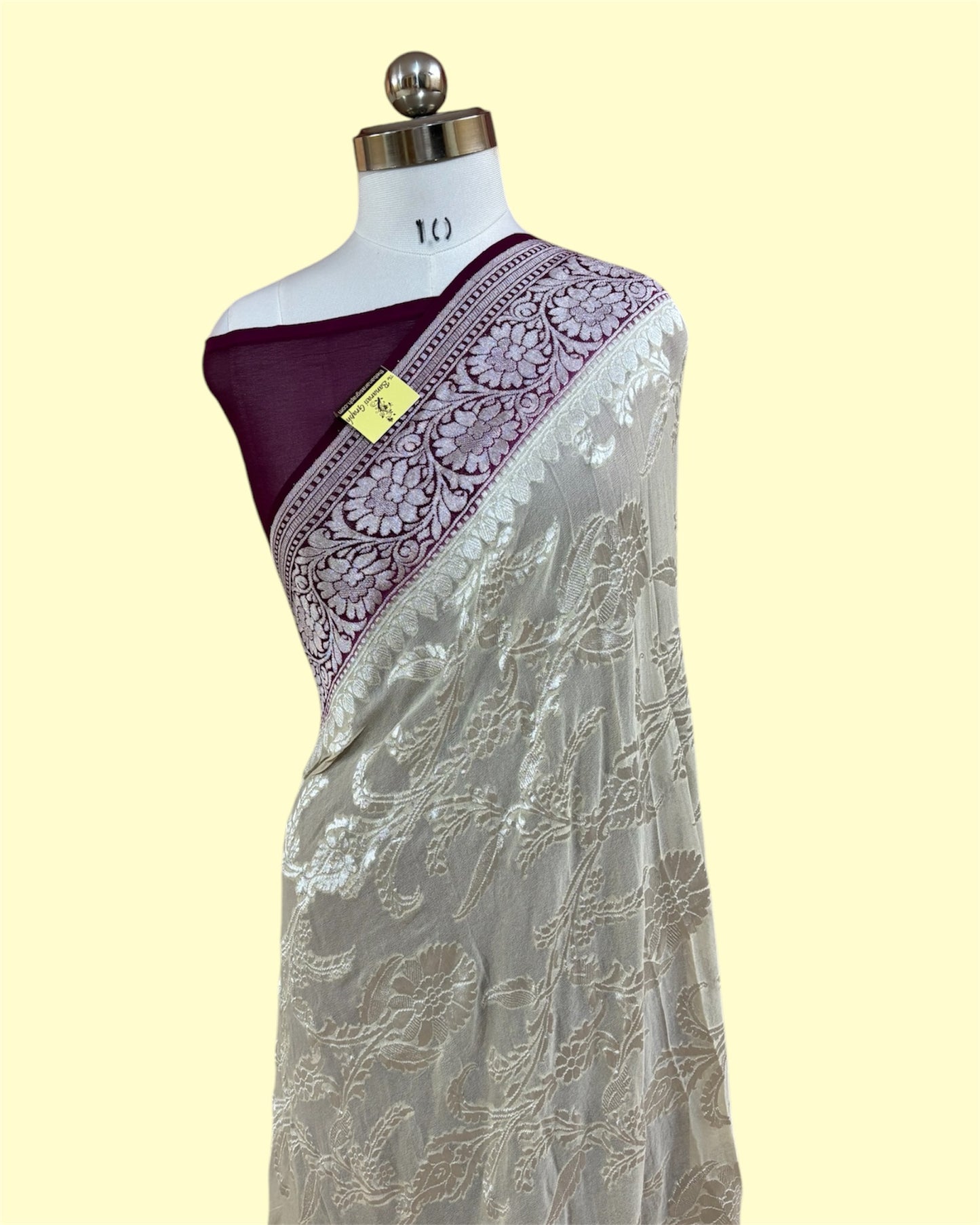 Khaddi Georgette Water Zari - All Over Jaal Work Pure Banarasi Saree