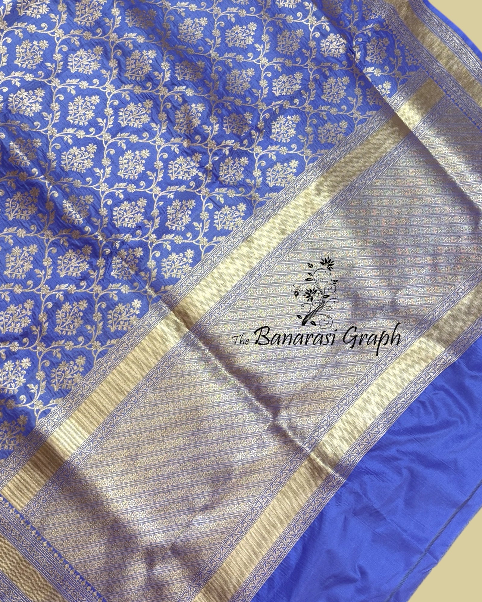 Aqua Blue Pure Katan Handloom Silk - All Over Jaal Work Banarasi Saree