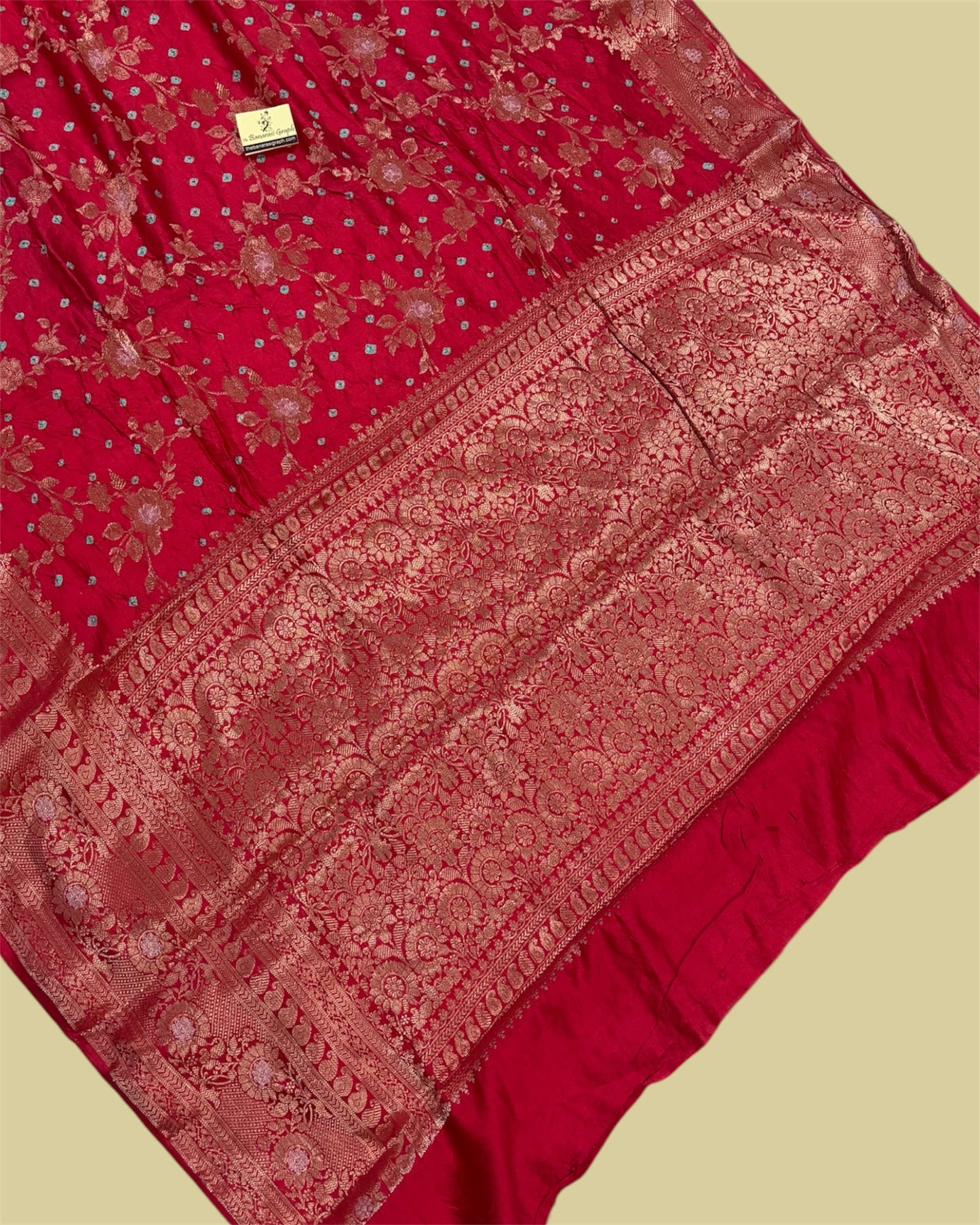 Res Pure Chiniya Bhandej Silk - All Over Jaal Work Banarasi Saree