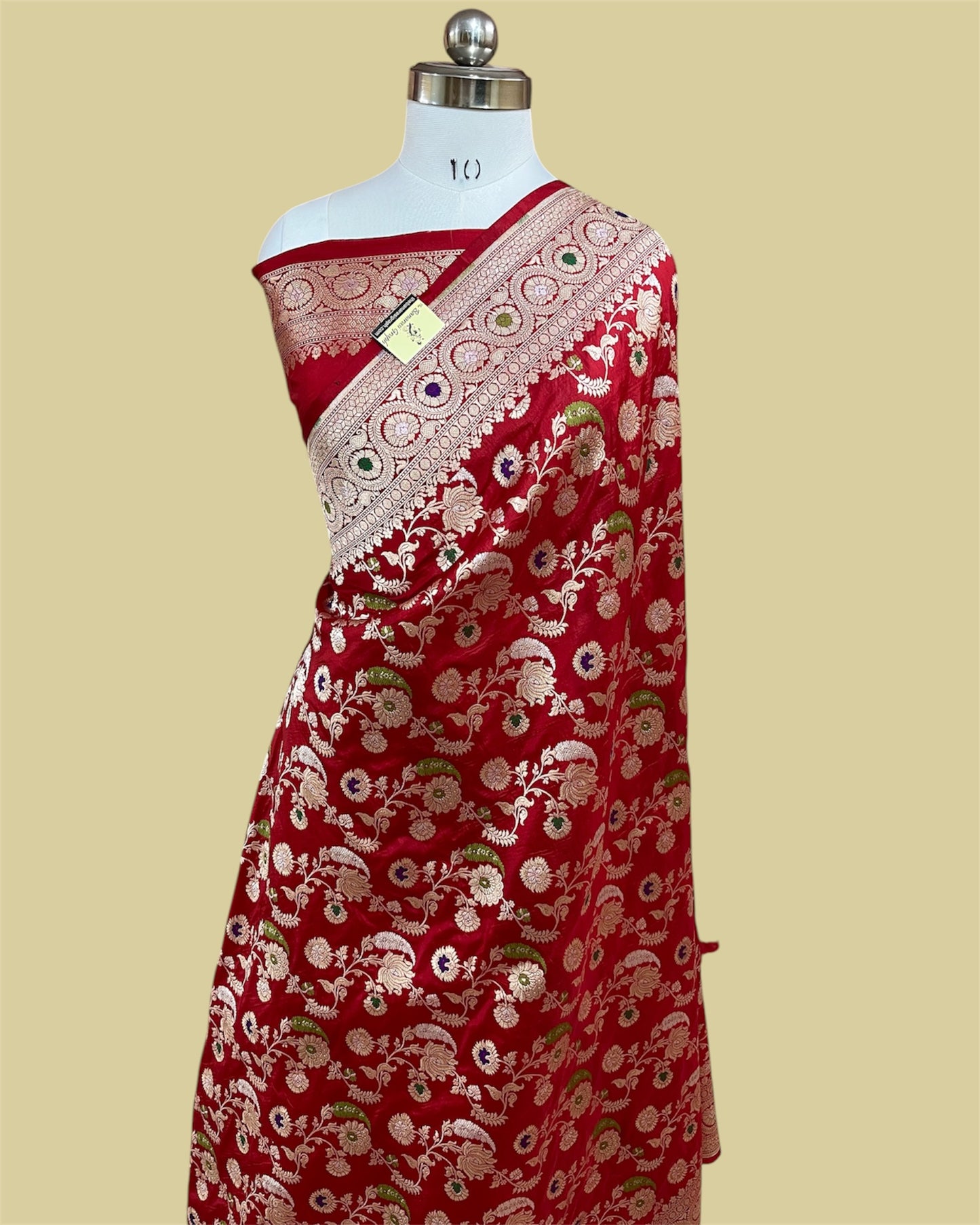 Red Pure Katan Handloom Silk - All Over Jaal Work With Tilfi Meenakari Banarasi saree