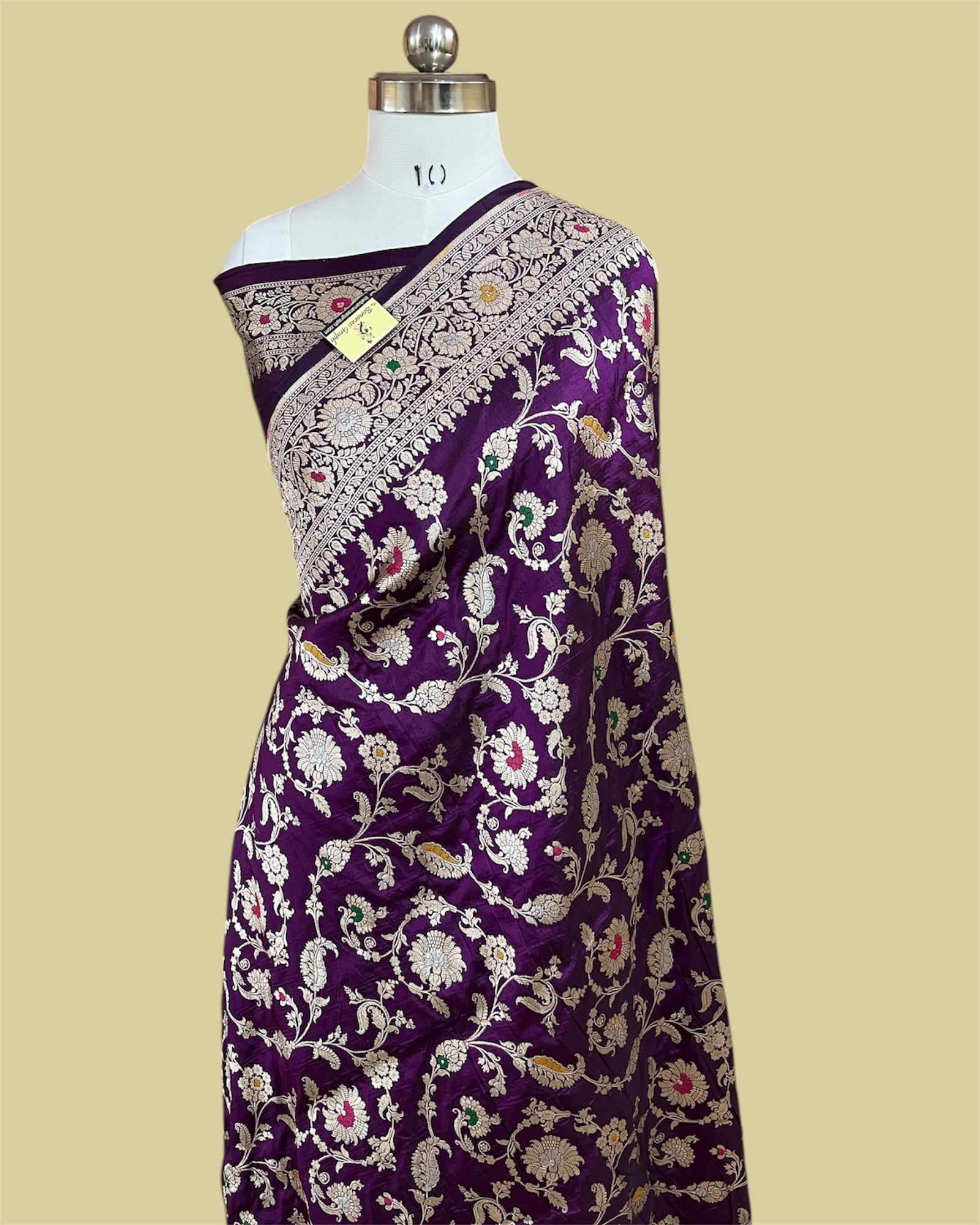 Baigni Pure Katan Handloom Silk - All Over Jaal Work With Tilfi Meenakari Banarasi Saree