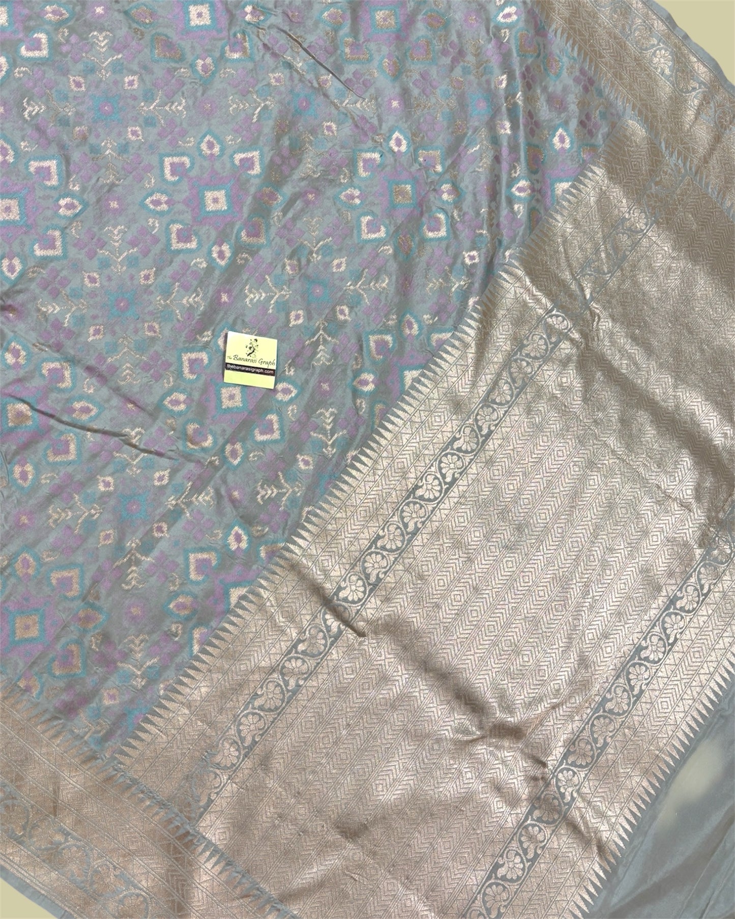 Grey Pure Katan Handloom Silk - All Over Jaal Work With Meenakari Banarasi Saree