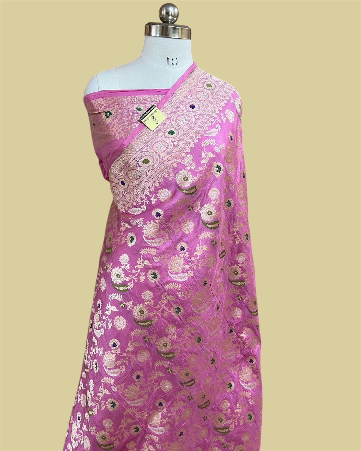 Pink Pure Katan Handloom Silk - All Over Jaal Work With Tilfi Meenakari Banarasi Saree