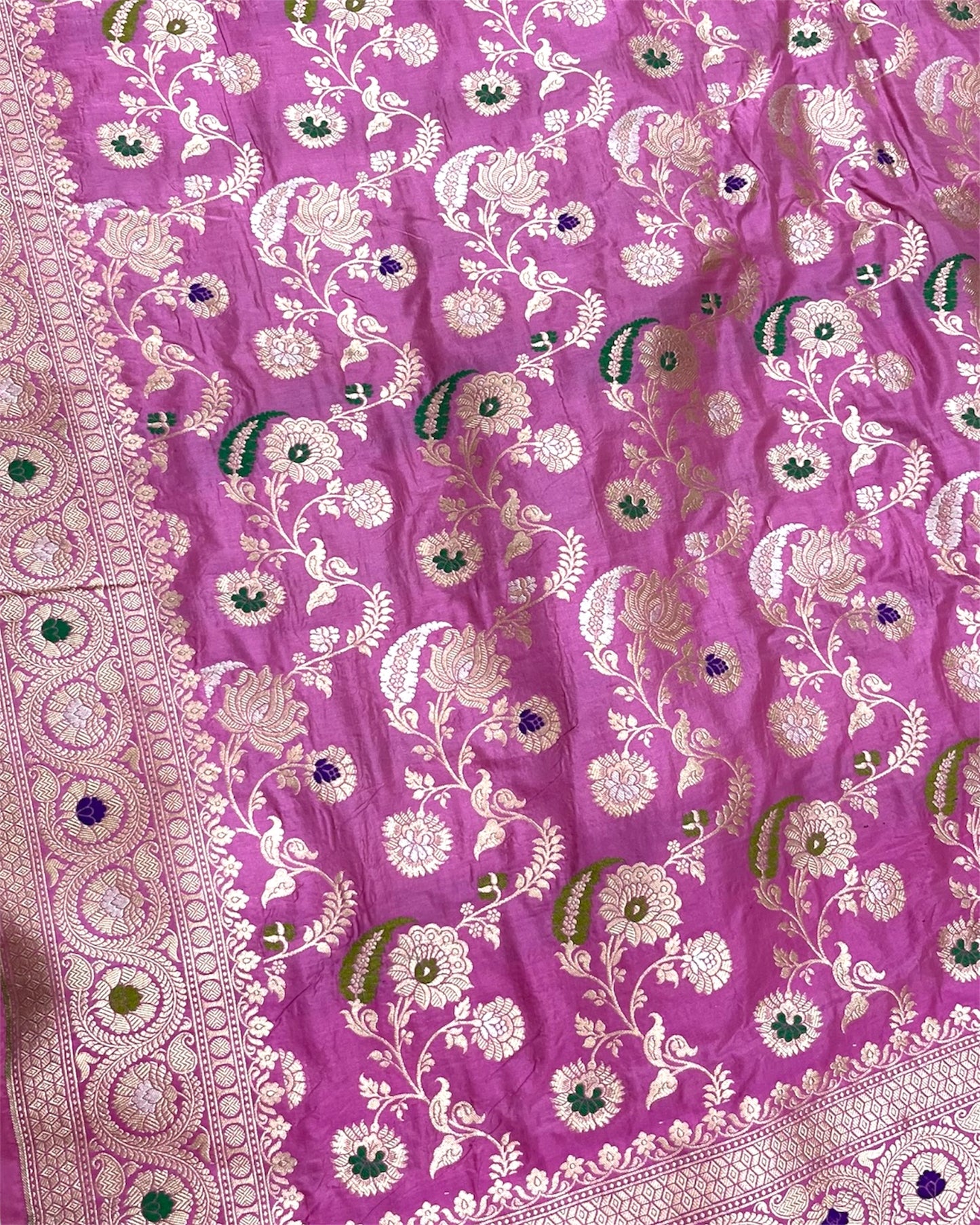 Pink Pure Katan Handloom Silk - All Over Jaal Work With Tilfi Meenakari Banarasi Saree