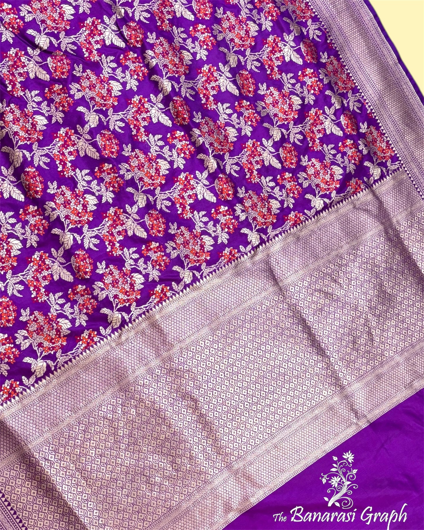 Majenta Pure Katan Handloom Silk - All Over Jaal Work With Meenakari Banarasi Saree