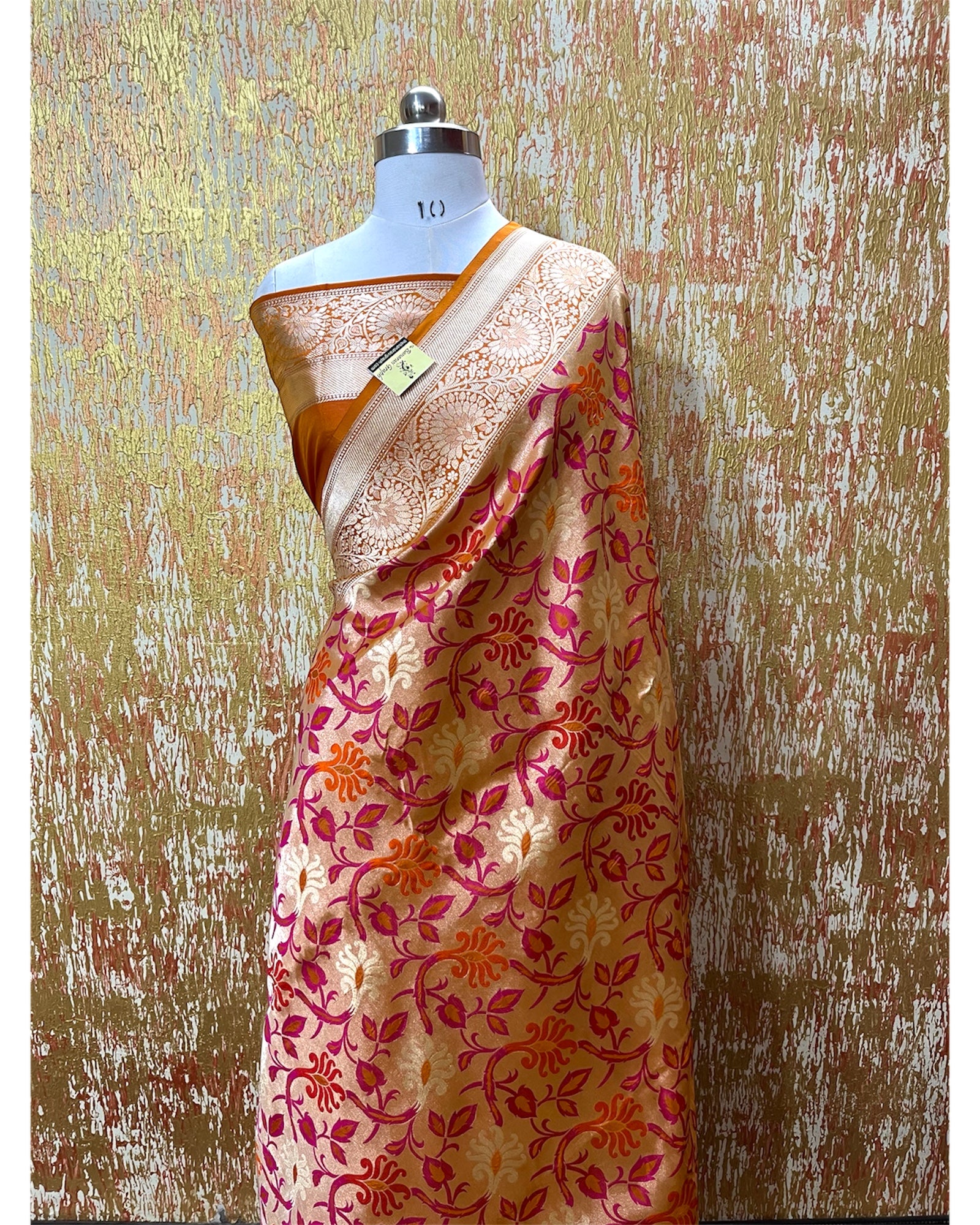 Rust Pure Katan Handloom Silk - All Over Jaal Work with Meenakari Banarasi Saree