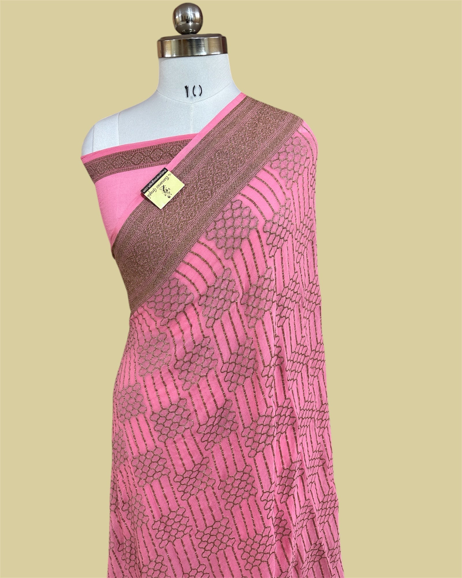 Pink Khaddi Georgette Antique Zari - Pure Banarasi Saree