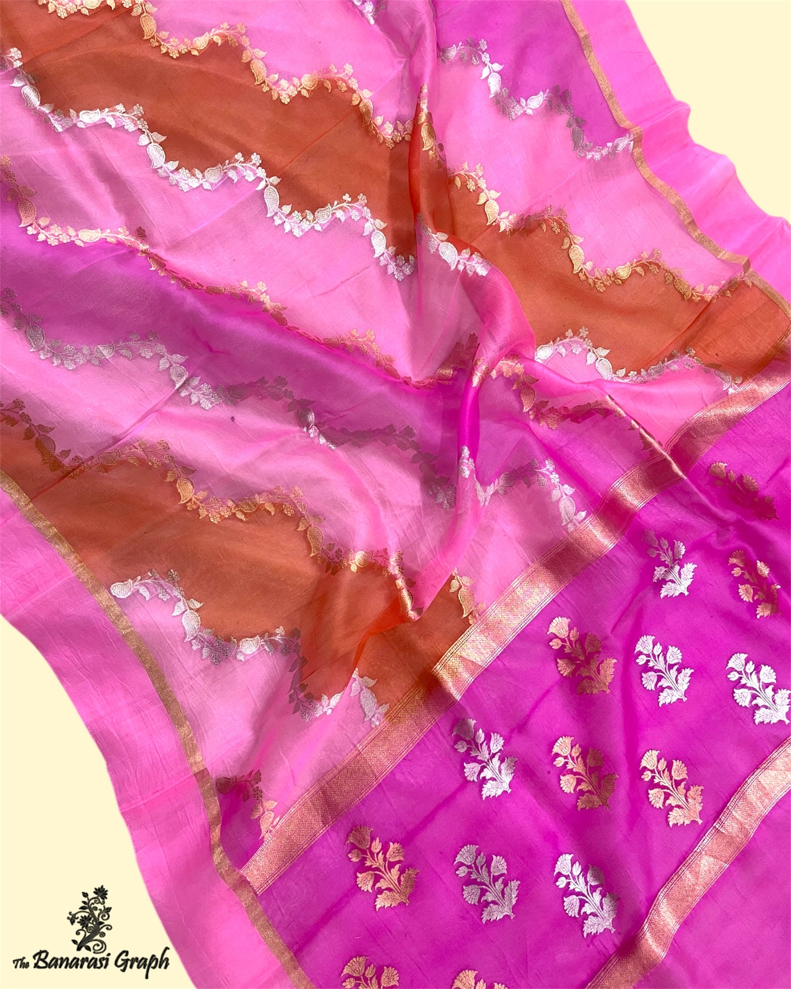 Rangkat Pure Kora Handloom Silk - Banarasi Saree