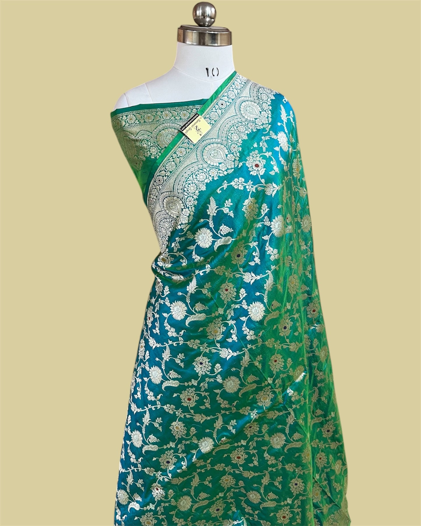 C Green Pure Katan Handloom Silk - All Over Jaal Work With Meenakari Banarasi Saree