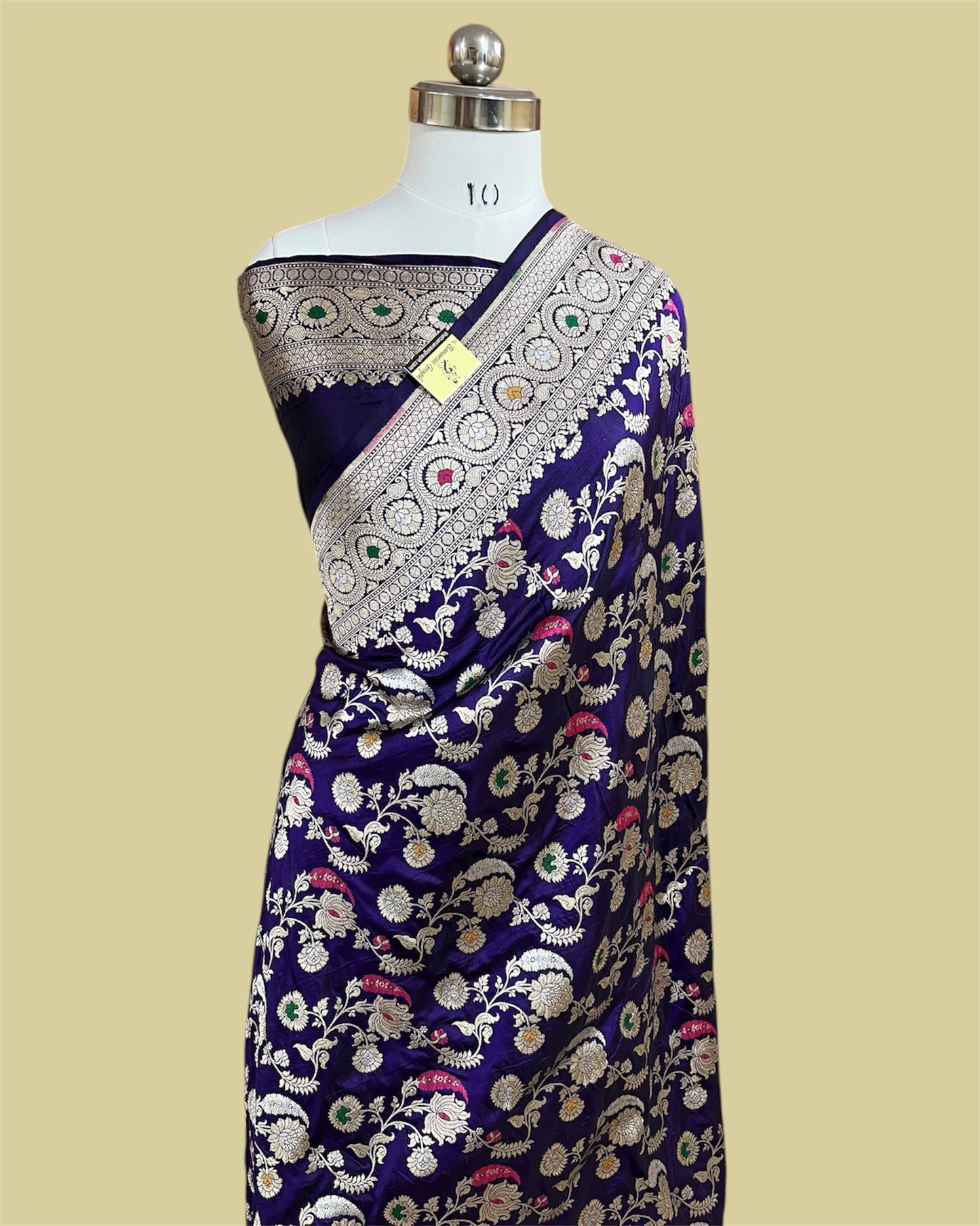 Purple Pure Katan Handloom Silk - All Over Jaal Work With Tilfi Meenakari Banarasi Saree