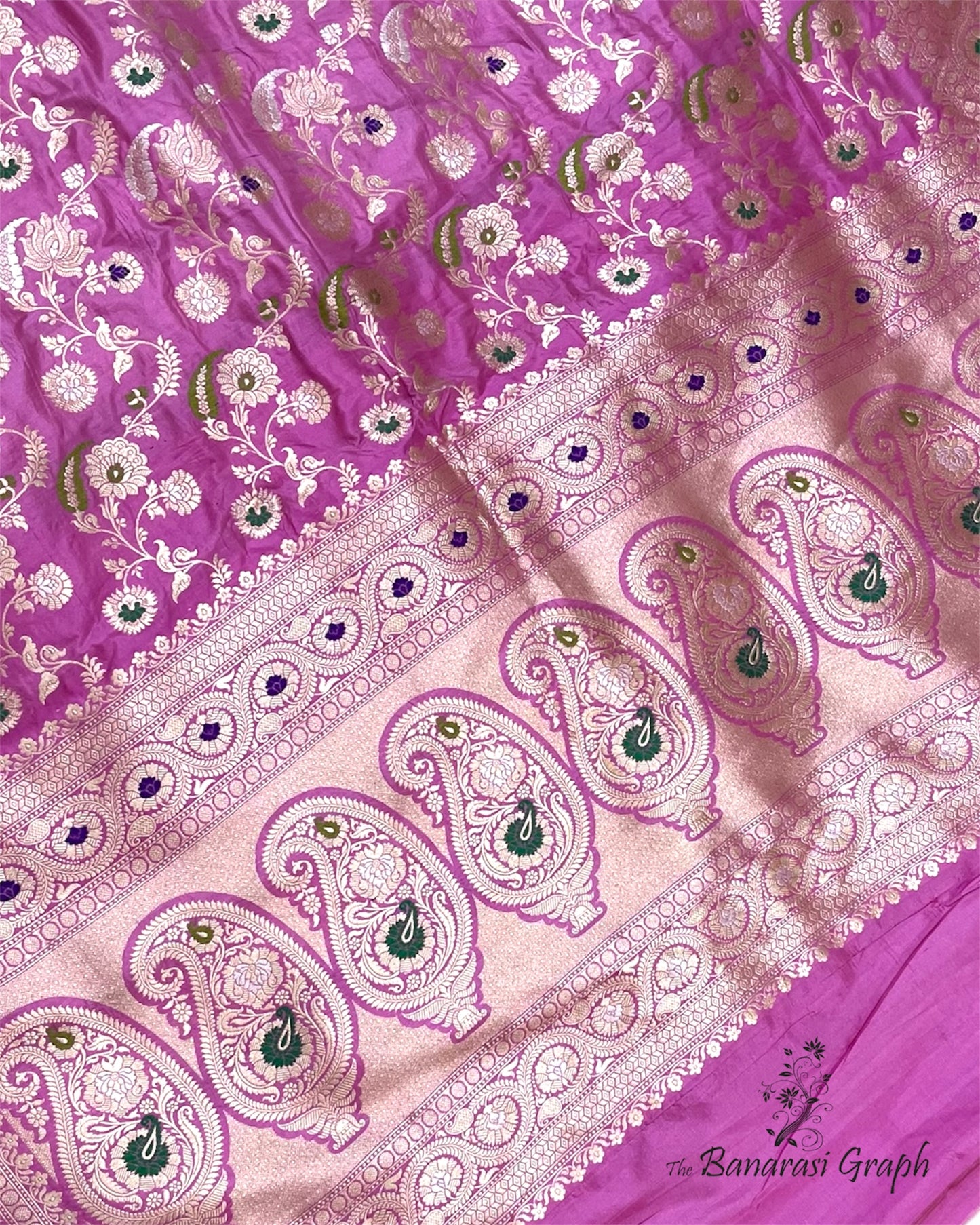 Pink Pure Katan Handloom Silk - All Over Jaal Work With Tilfi Meenakari Banarasi Saree