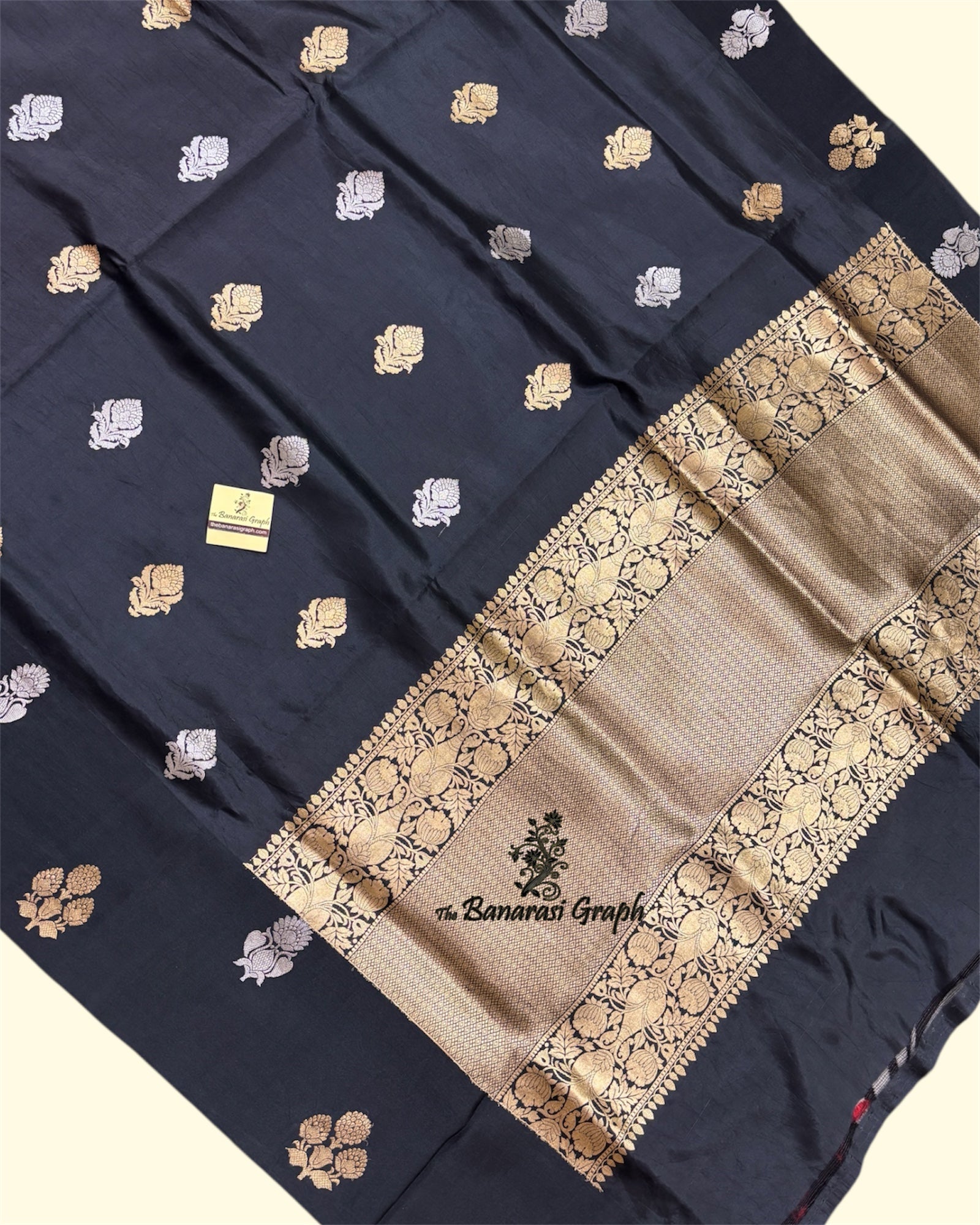 Black Pure Raw Mango - Kadhua Motifs Sona Rupa Banarasi Saree