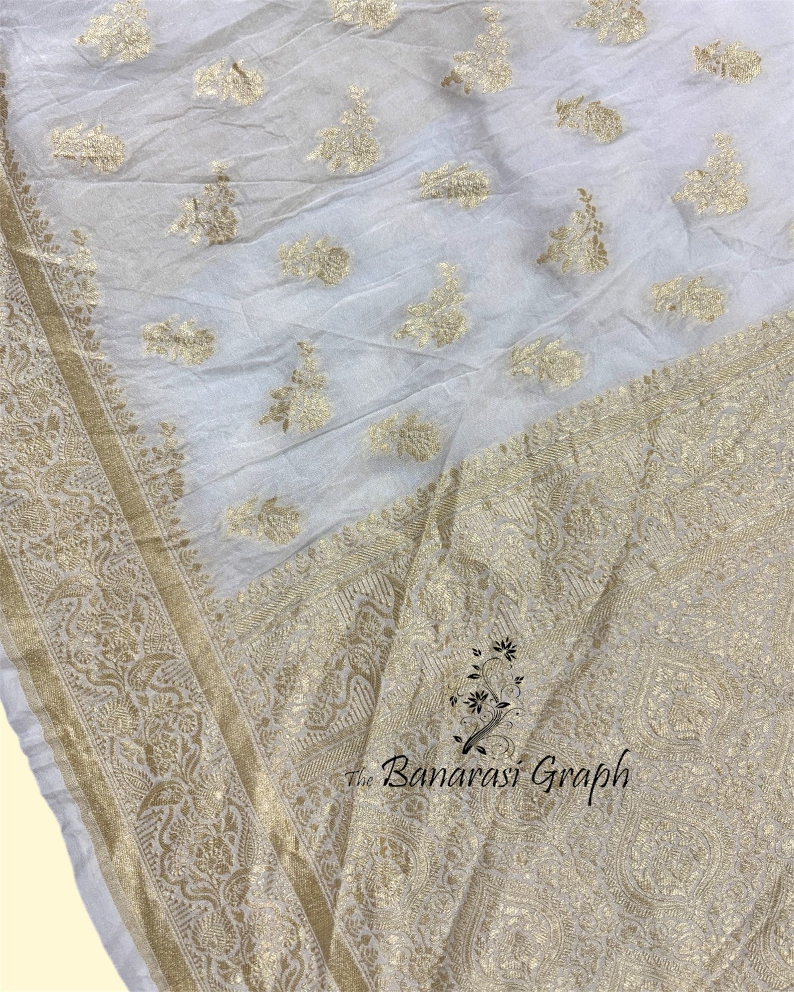 Pure Khaddi Chiffon Georgette - Neem Zari Banarasi Saree