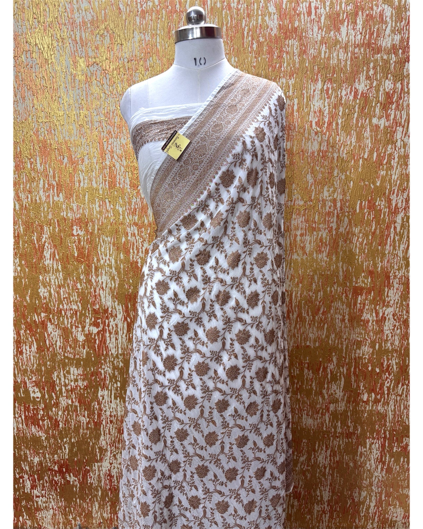 Pure Chiffon Georgette - Antique Zari All Over Jaal Work Banarasi Saree