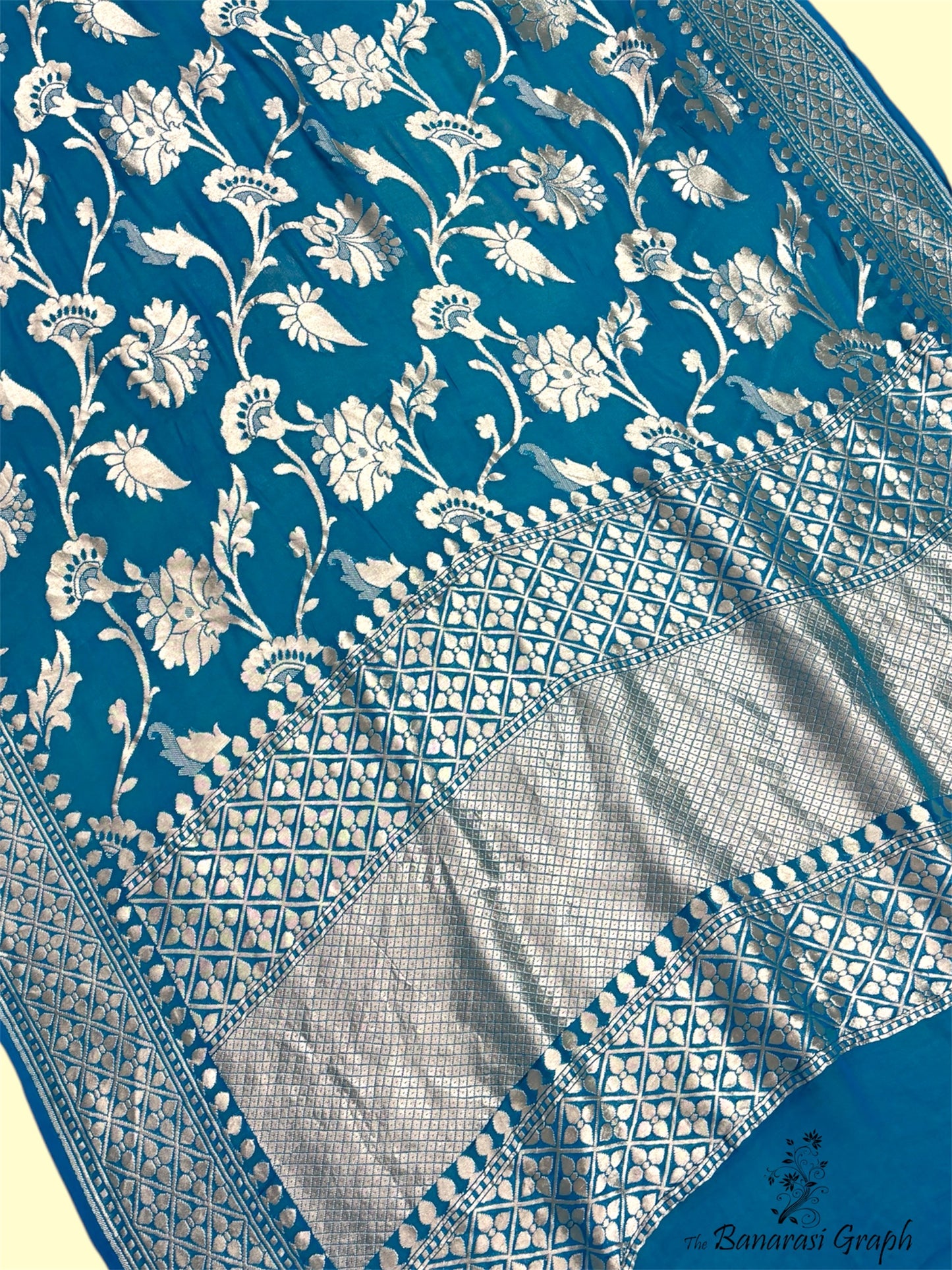 Pure Chiffon Georgette Water Zari Handloom - All Over Jaal Work Banarasi Saree
