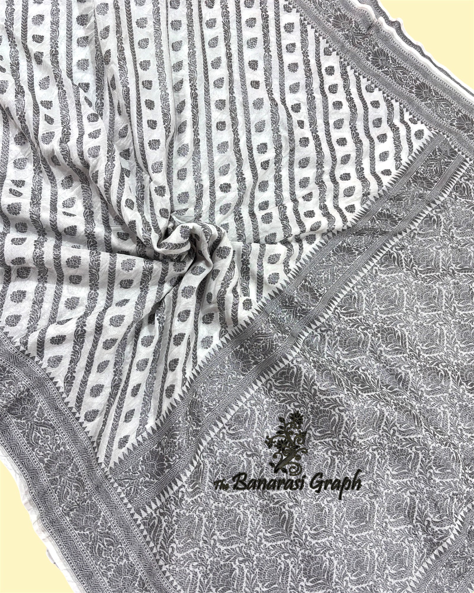 Pure Khaddi Chiffon Georgette - Strip Jaal Work Banarasi Saree